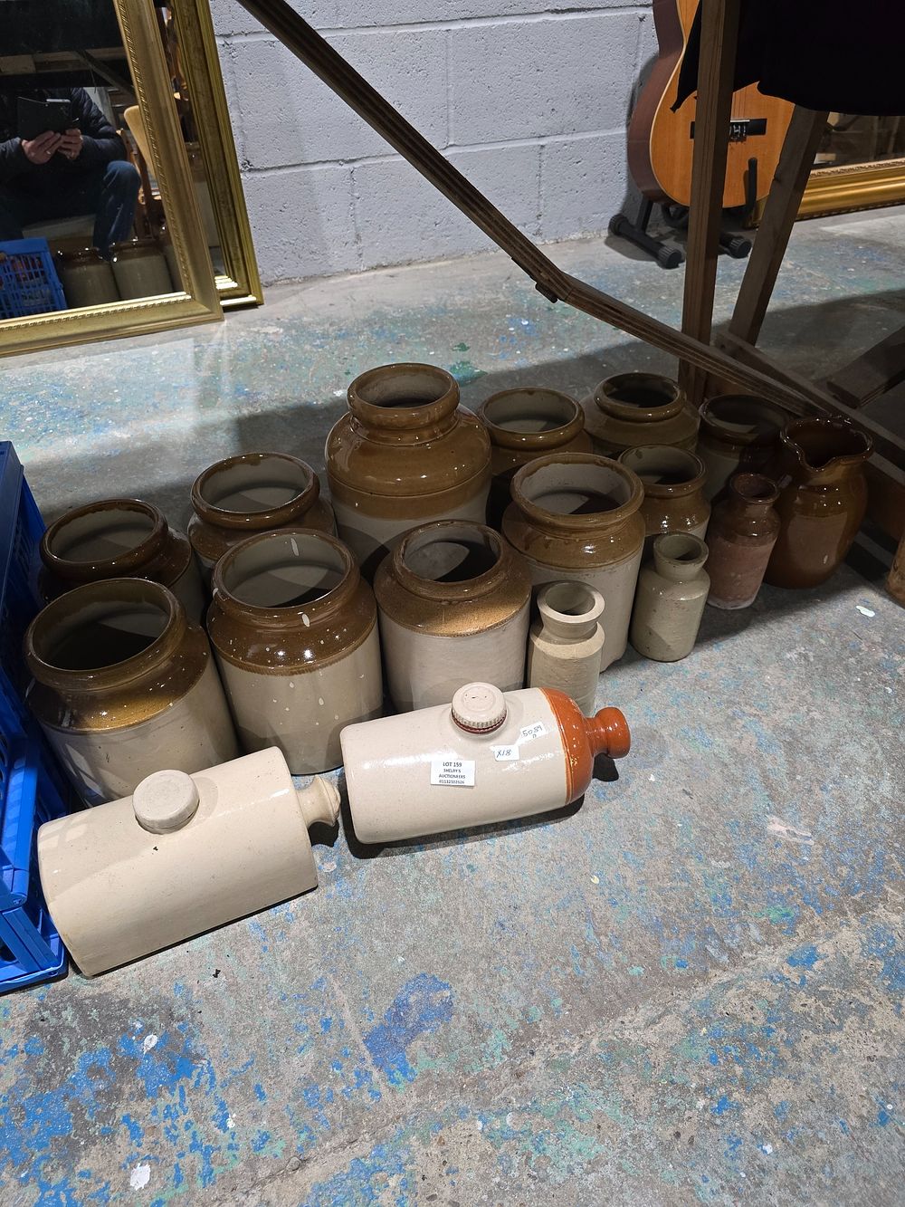 Lot 159: 16 X VARIOUS EARTHEN WARE JARS WITH 2...