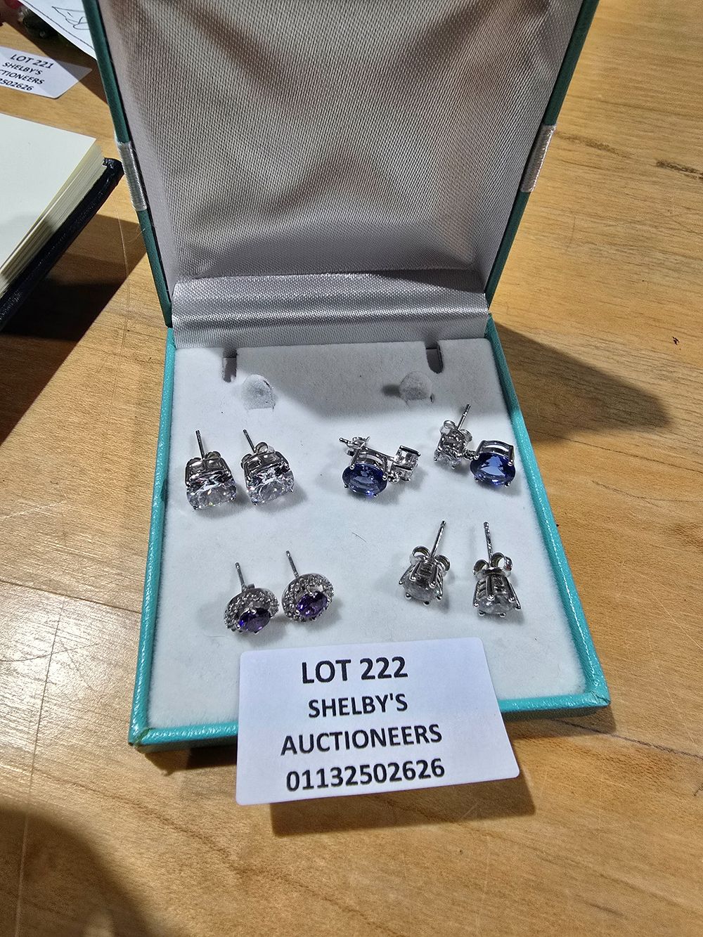 Lot 222: 4 X VARIOUS PAIRS OF SILVER INSET EARRINGS...
