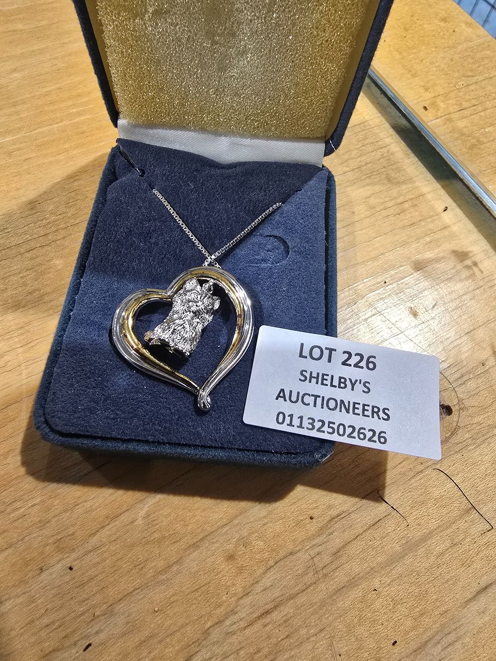 Lot 226: 1 X SILVER LARGE HEART AND DOG PENDANT...