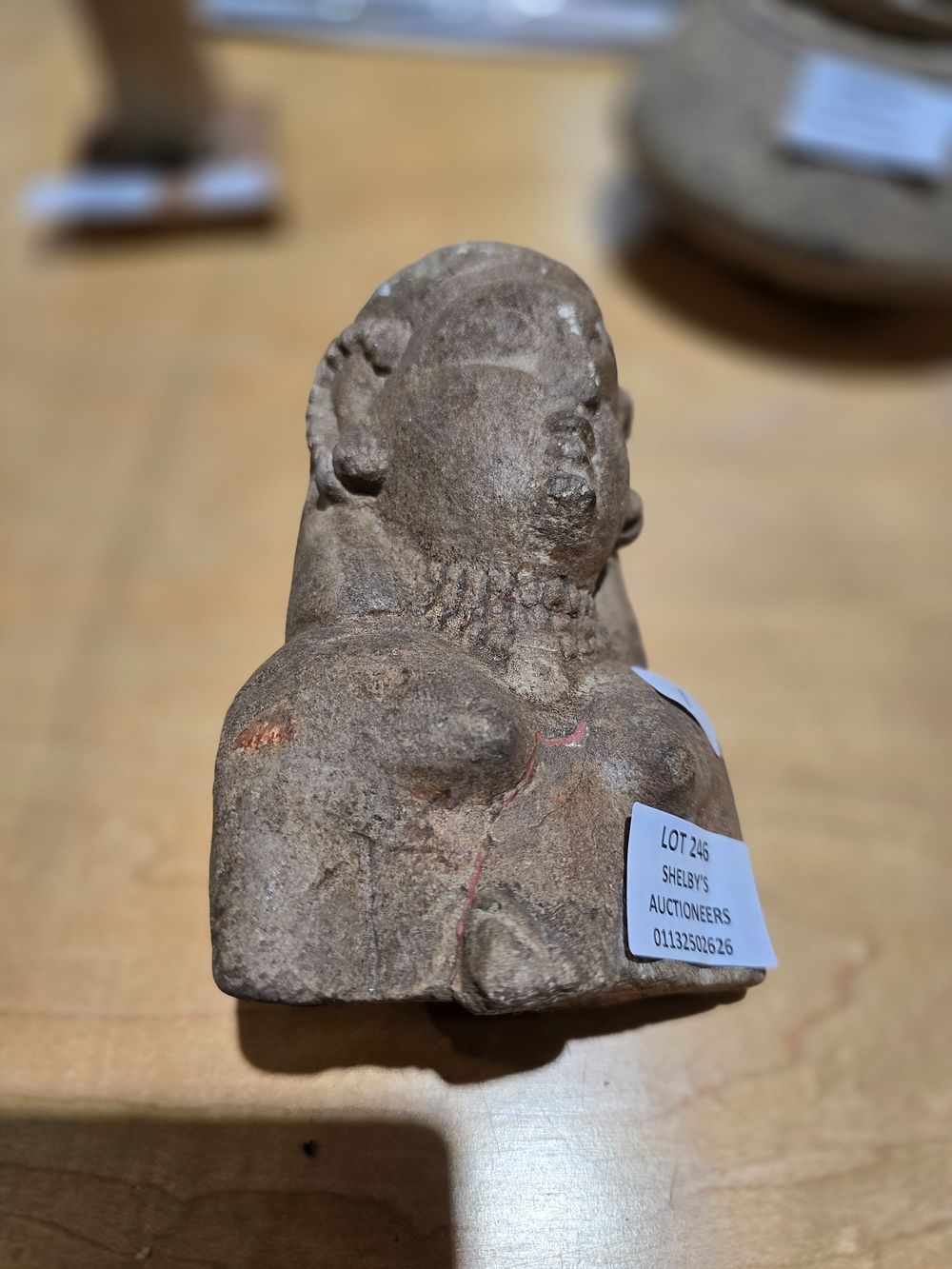 Lot 246: 1X INDIAN STONE CARVED BUST OF GODESS