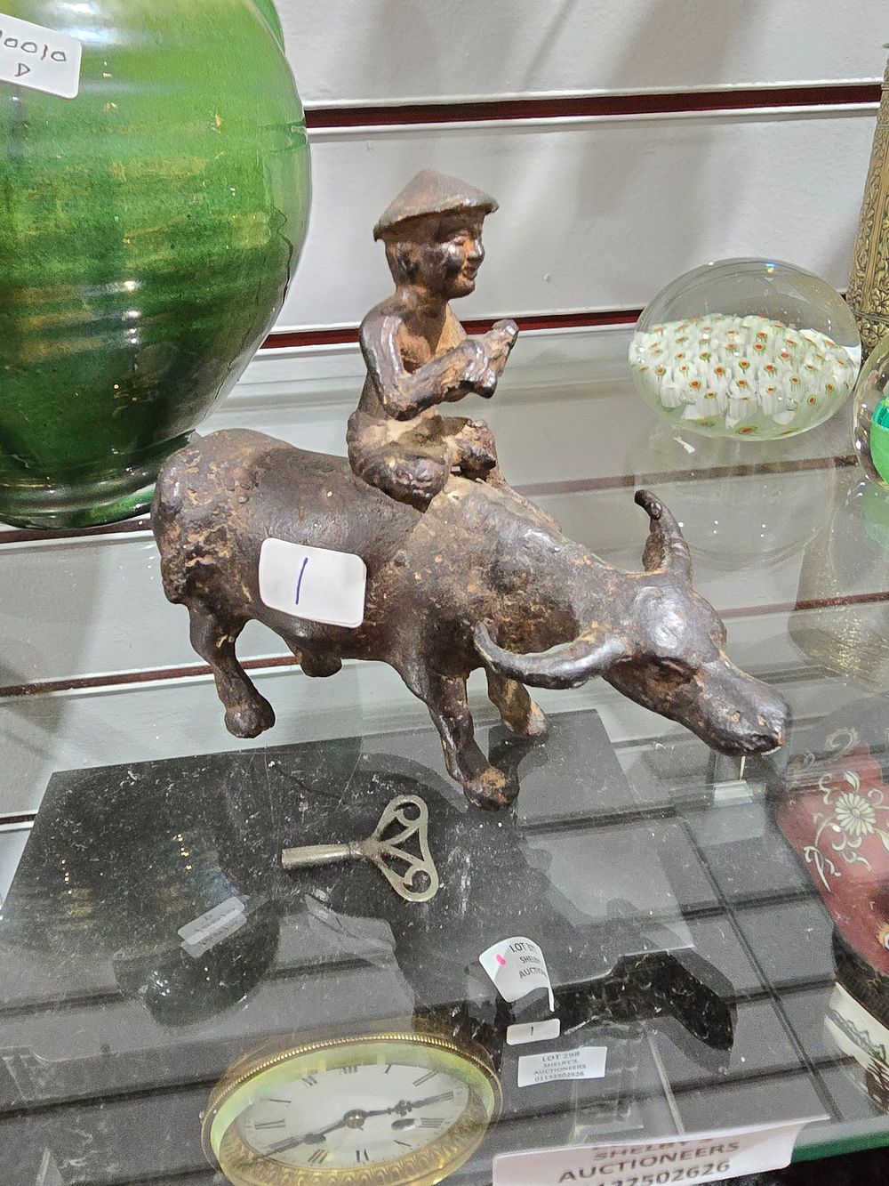 Lot 300: 1 X BRONZE CHINESE CIRCA 1900S FIGURINE ON...