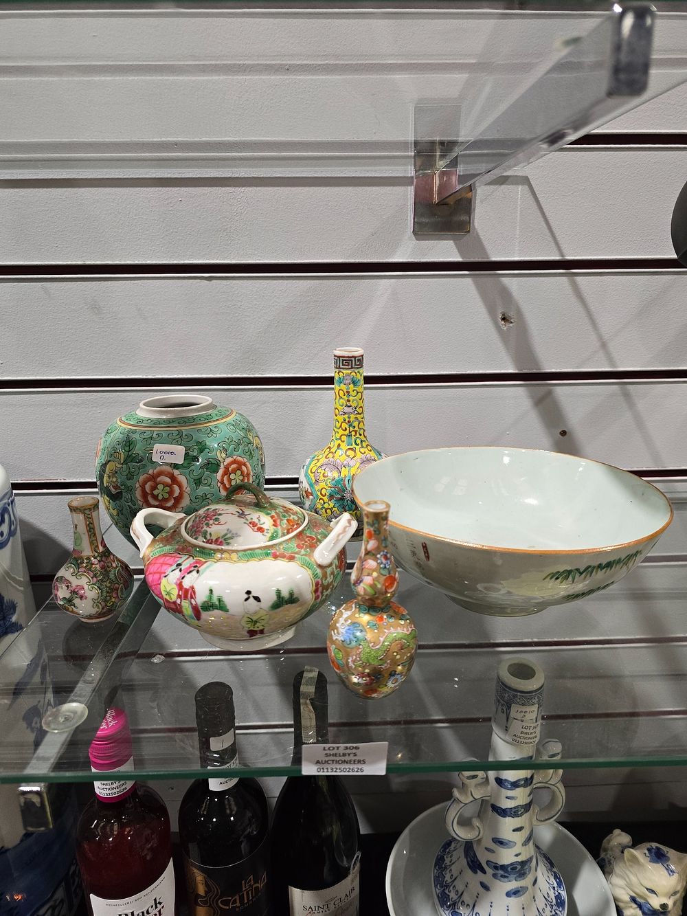 Lot 306: SELECTION OF ORIENTAL POTTERY WARE ITEMS WITH CLOISONNE...