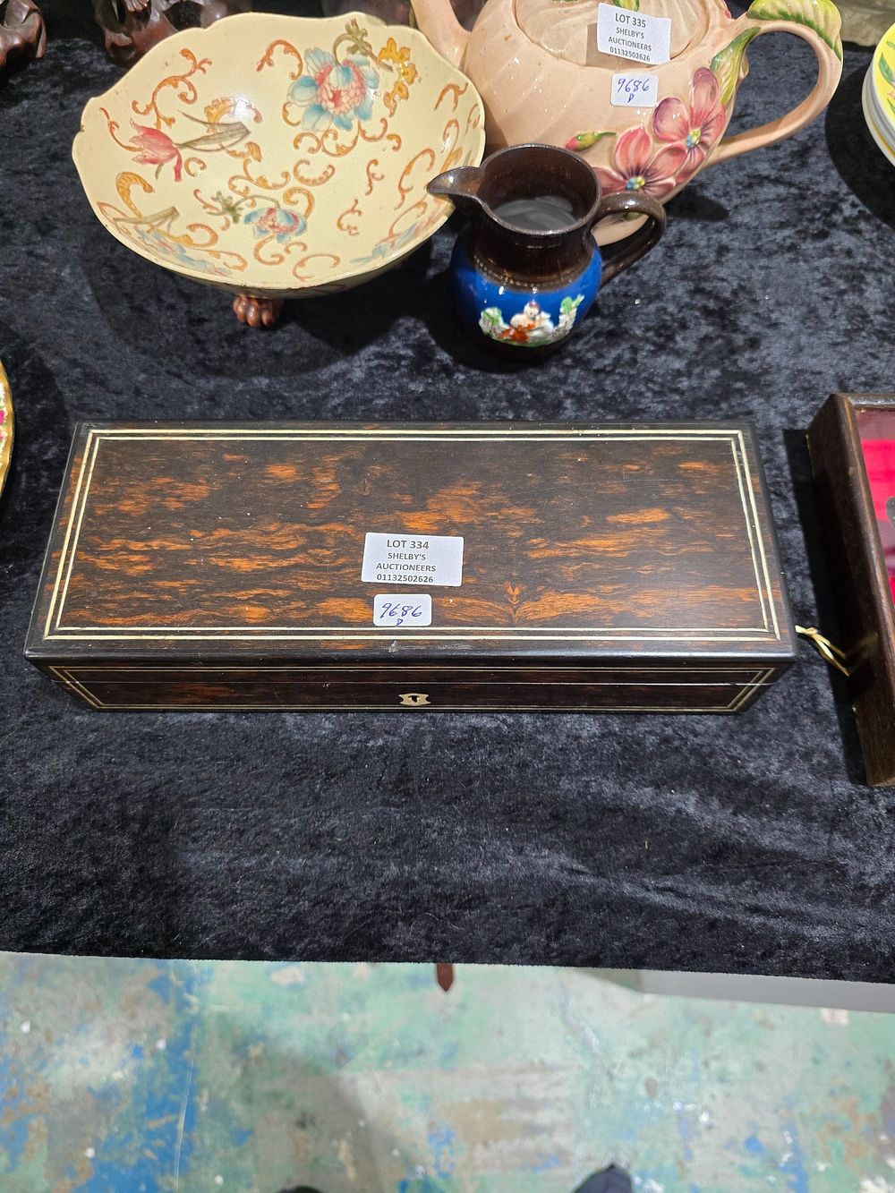 Lot 334: 1 X VICTORIAN WALNUT SLIM LINE STORAGE BOX