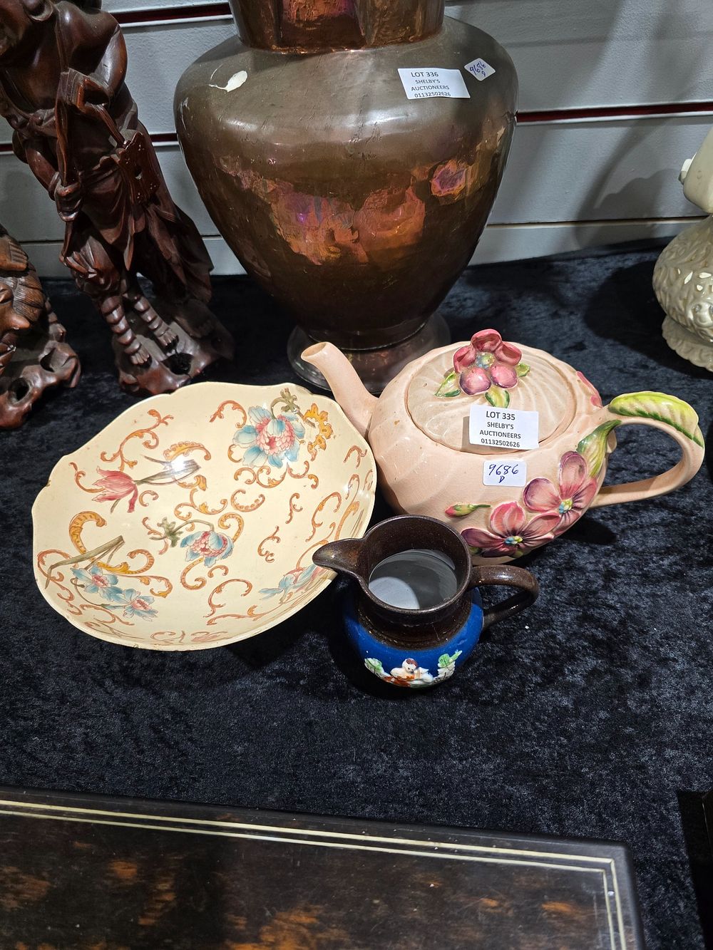 Lot 335: 1 X CLARICE CLIFFE TEA POT WITH ORIENTAL...