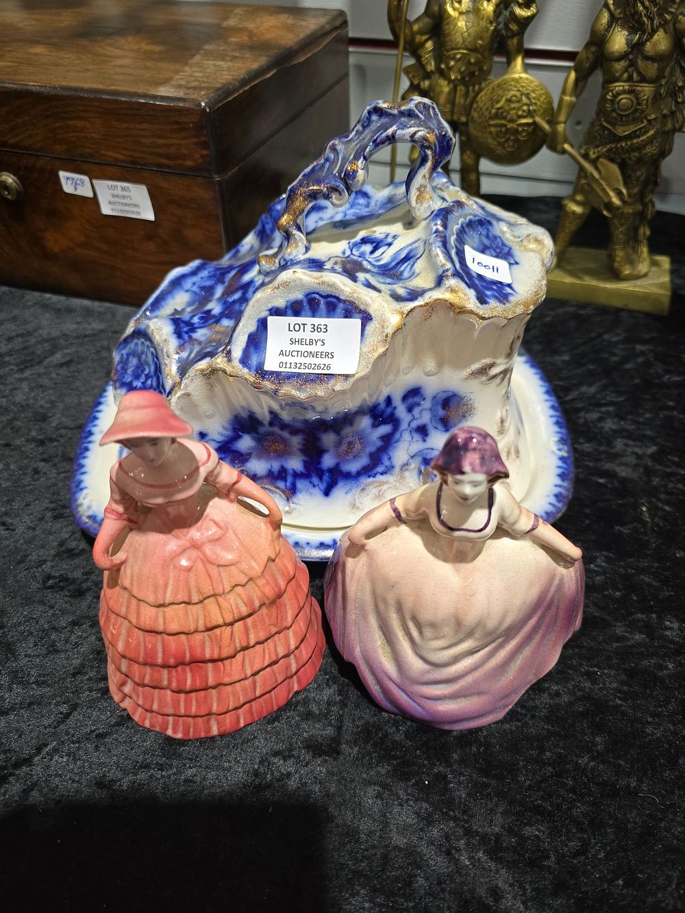 Lot 363: 2X SMALL VICTORIAN STYLE LADY FIGURINES WITH VICTORIAN...