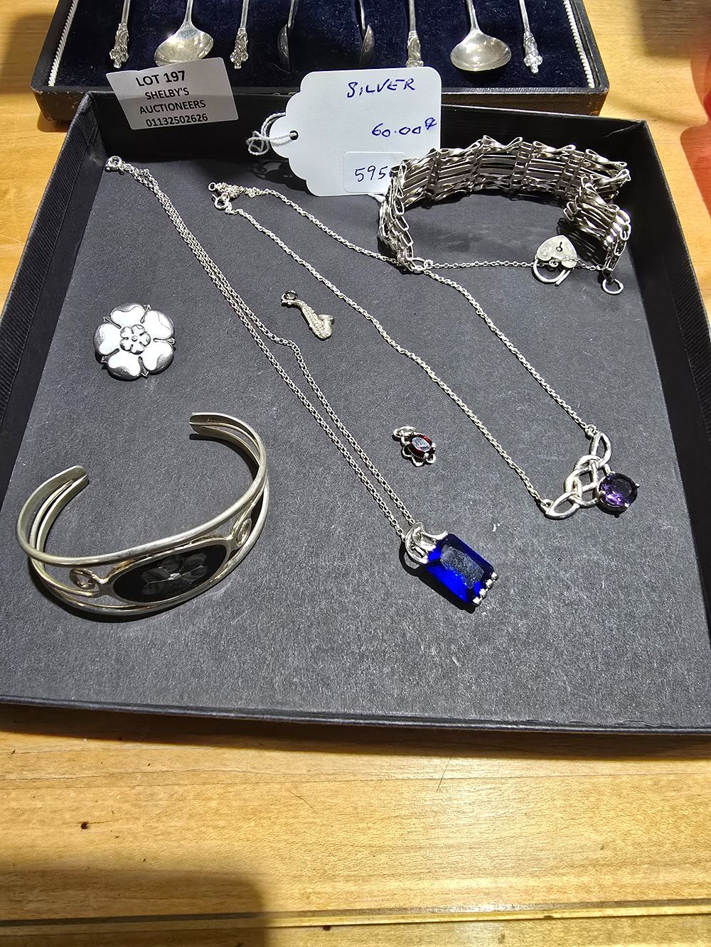 Lot 197: SELECTION OF SILVER WARE ITEMS 2 BRACELETS 2...