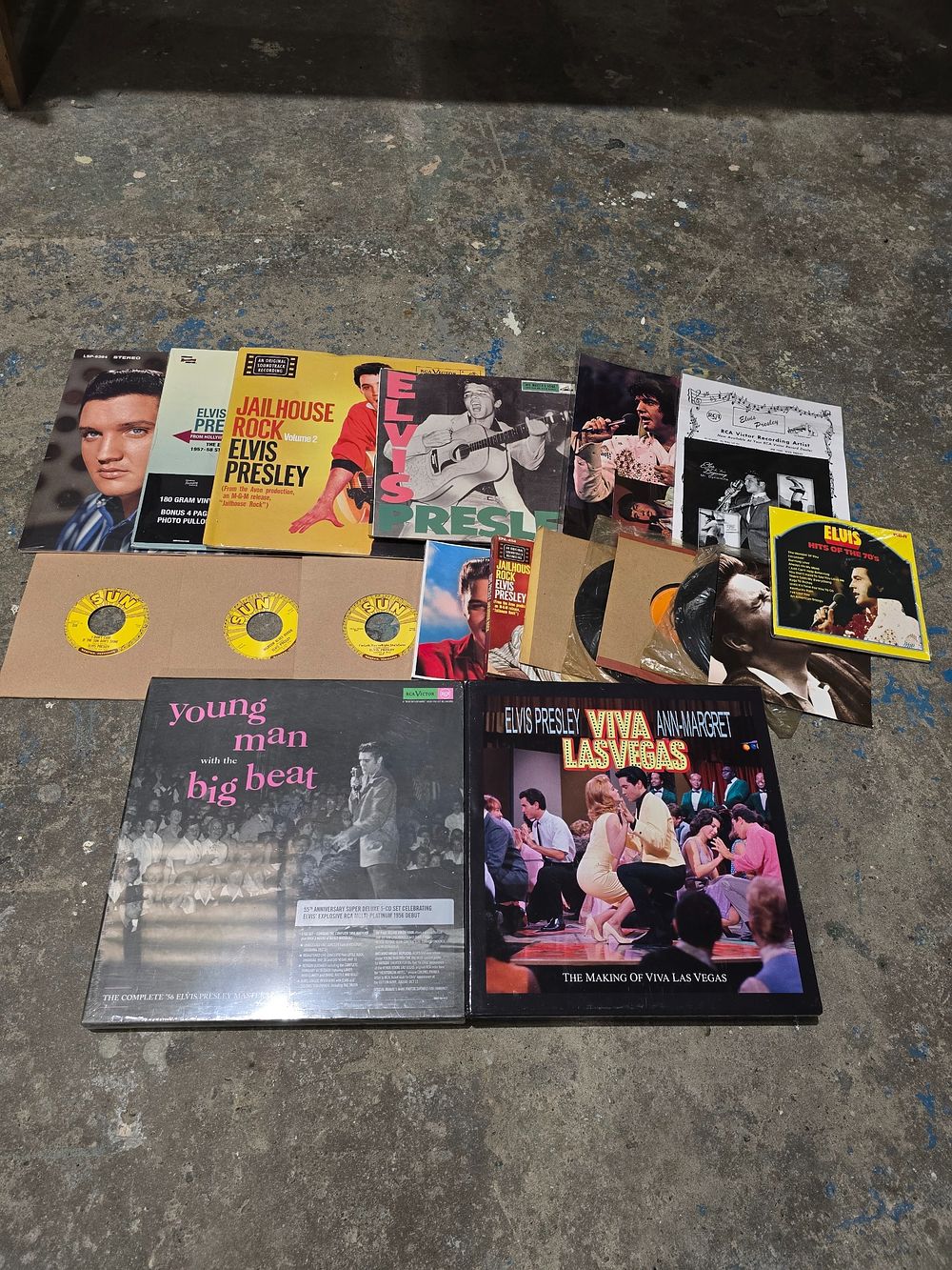 Lot 238: SELECTION OF ELVIS RECORDS WITH DVD AND MEMORBILLIA...