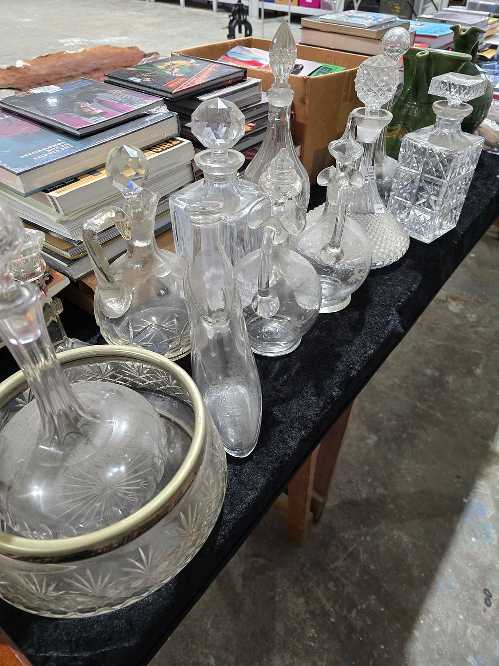 Lot 251: 9 X VARIOUS GLASS DECANTERS WITH GLASS WARE...