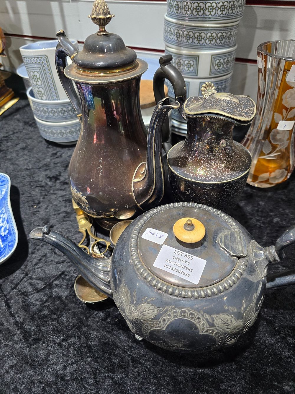 Lot 365: SELECTION OF SILVER PLATED WARE ITEMS WATER JUG...