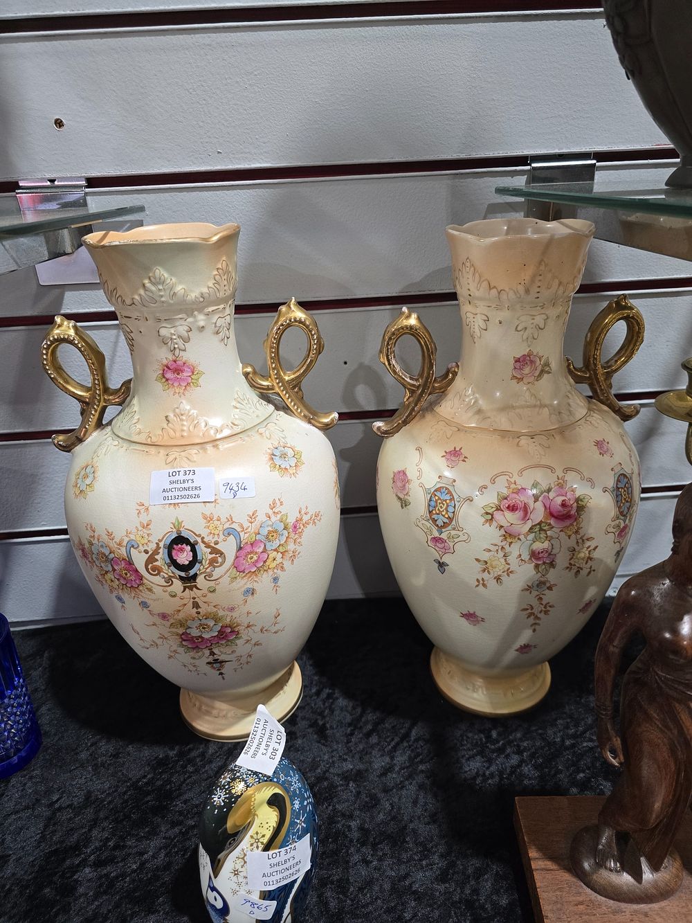 Lot 373: PAIR OF CROWN DEVON POTTERY VASES
