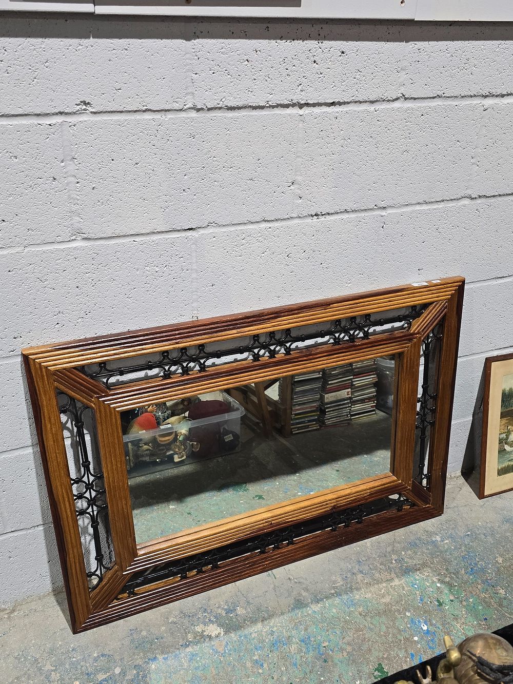 Lot 208: 1 X MODERN WOOD SURROUND WALL MIRROR