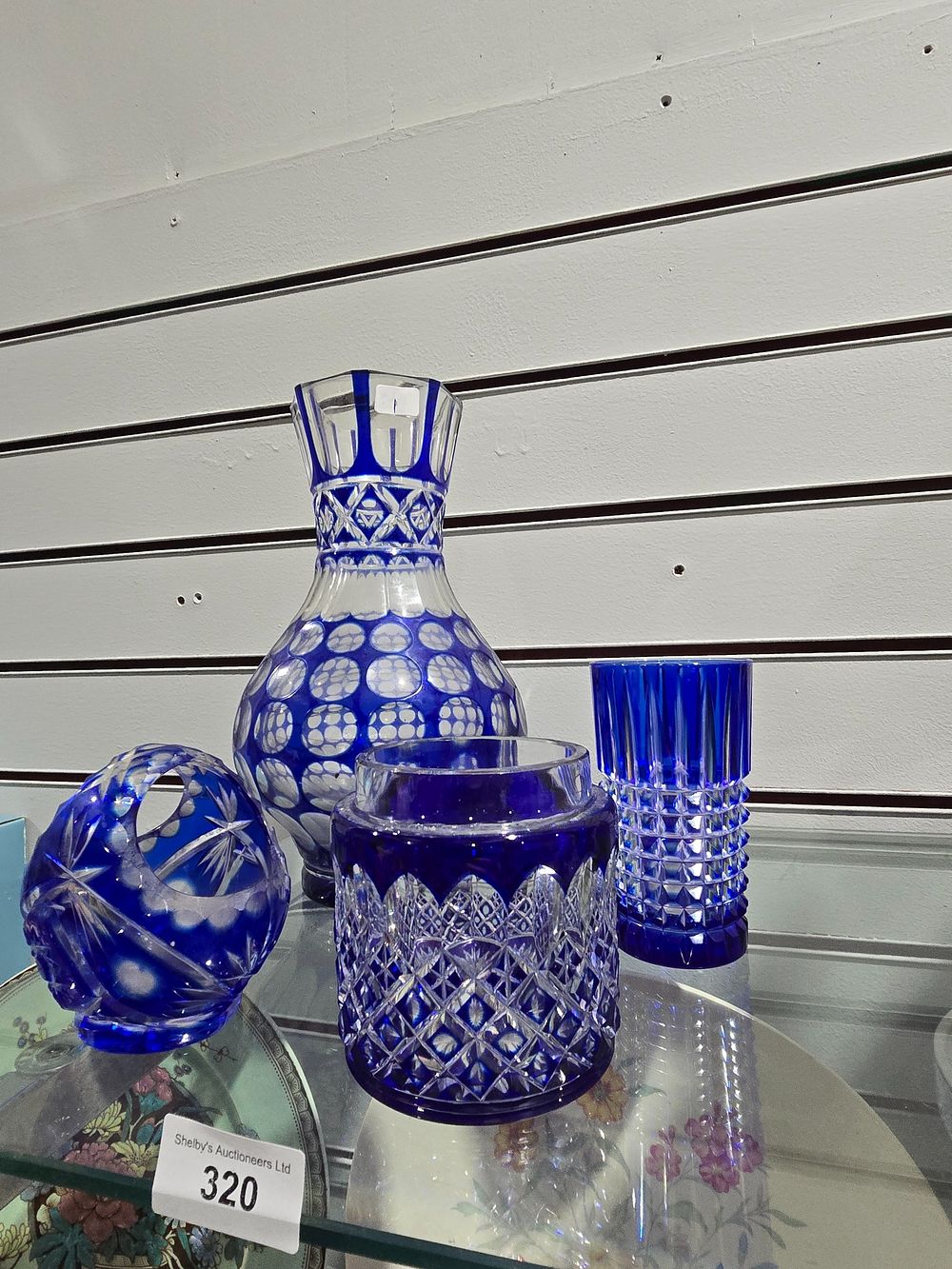 Lot 320: 4 X VARIOUS BLUE BOHEMIA STYLE GLASS WARE...