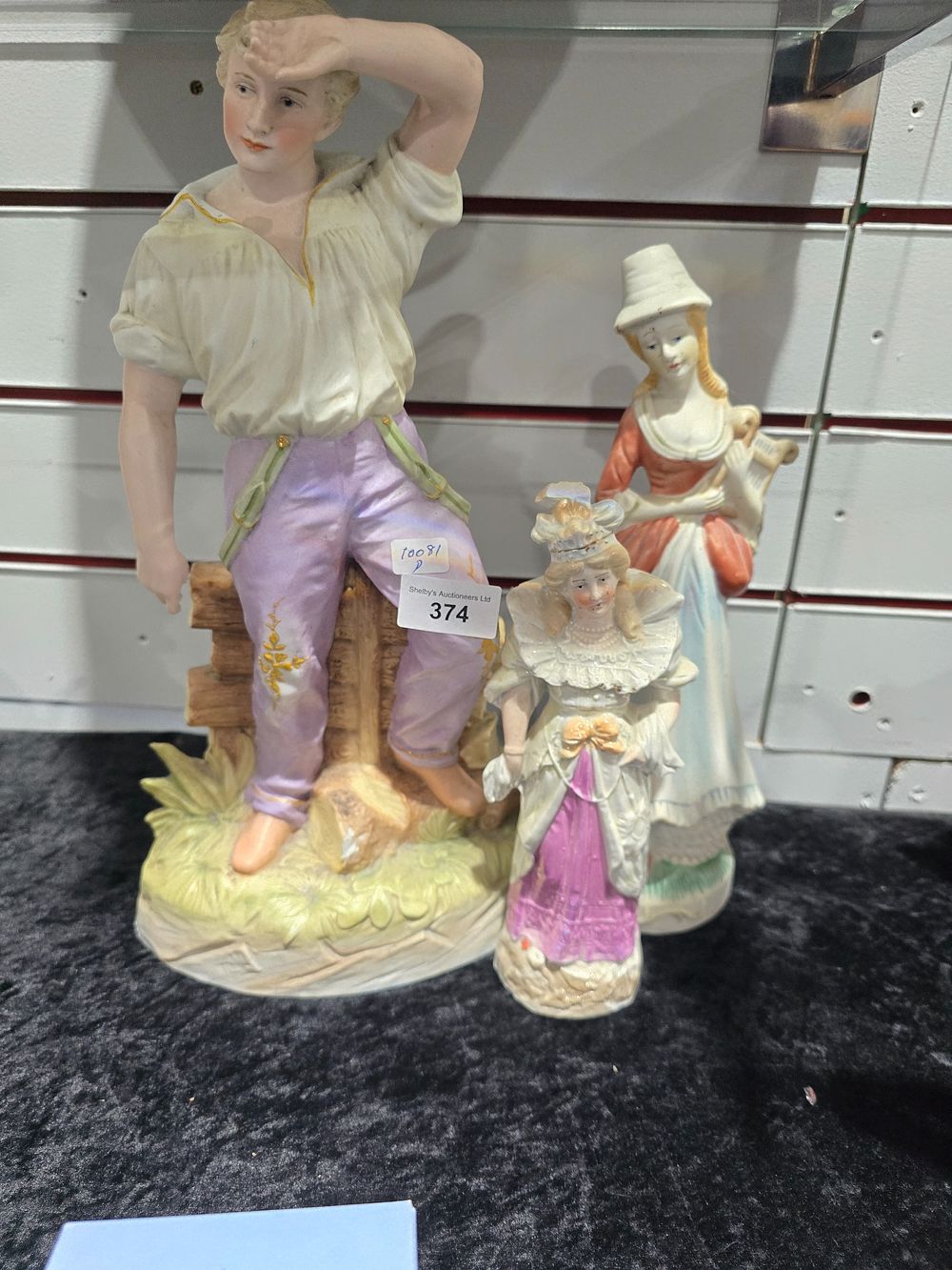 Lot 374: 1 X GERMAN BISQUE FIGURINE HAS A CHIP...