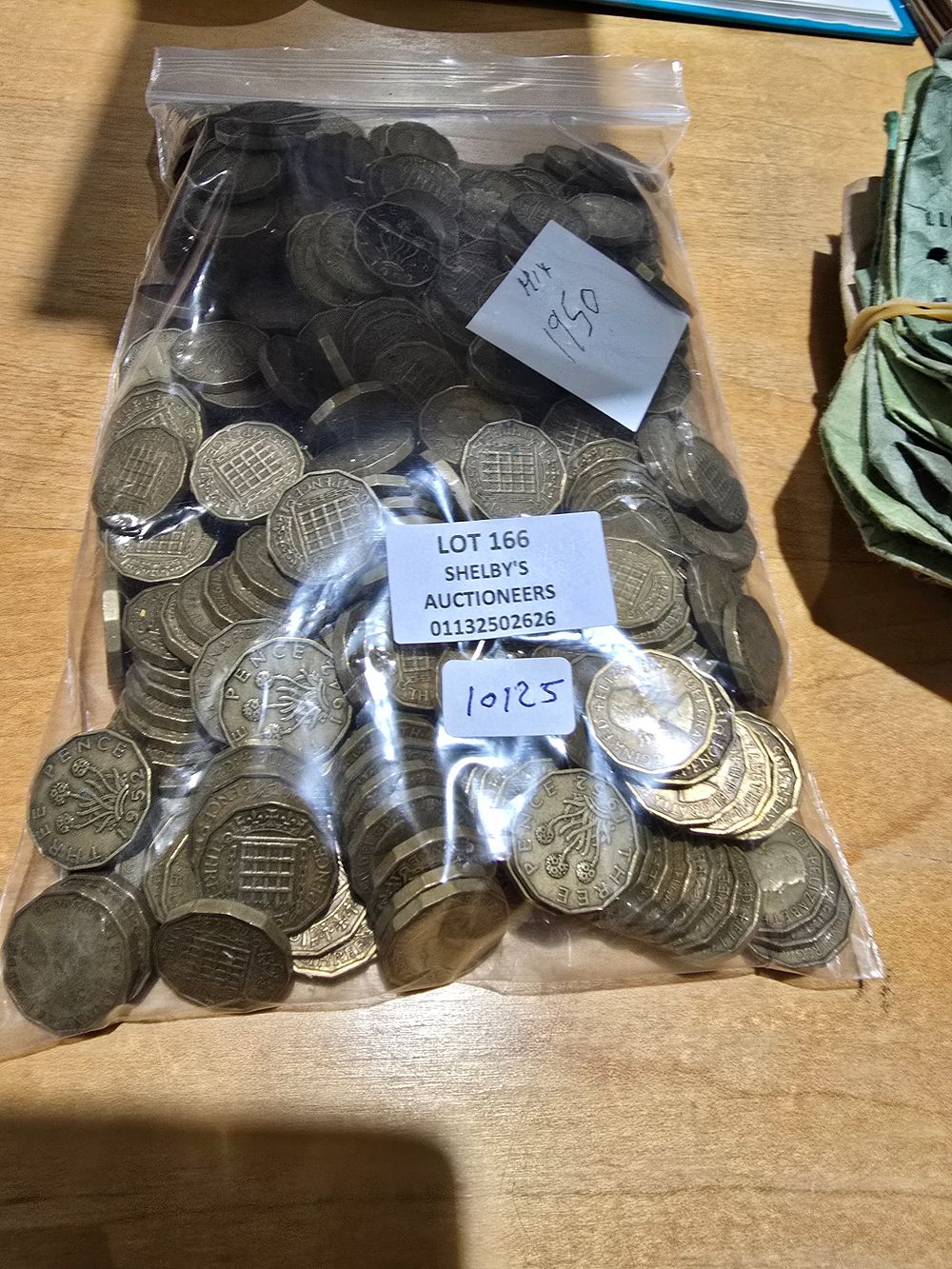 Lot 166: 1X BAG CONTAINING LARGE AMOUNT OF THREE PENNY...