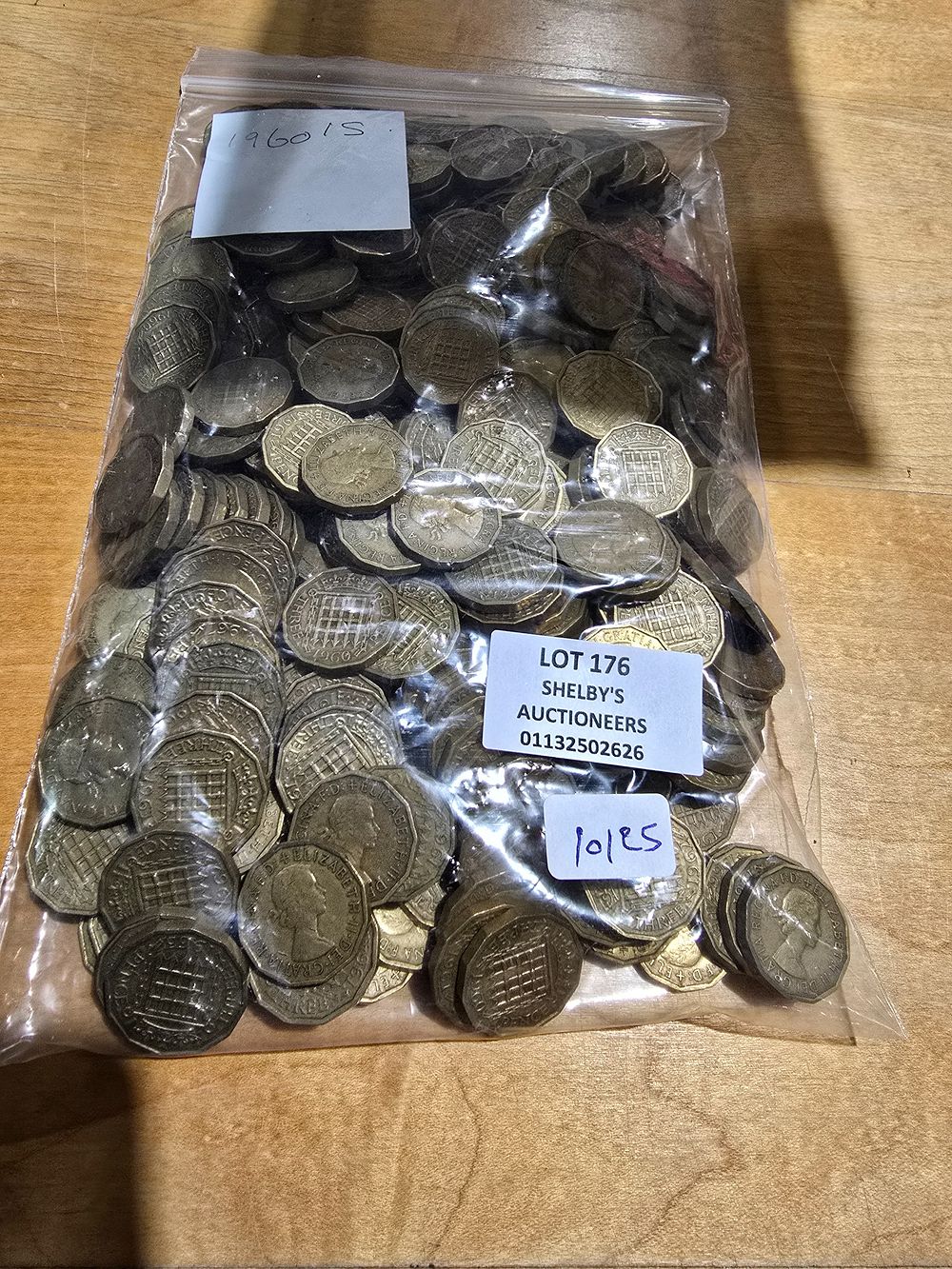 Lot 176: 1X BAG CONTAINING LARGE AMOUNT OF THREE PENNY...