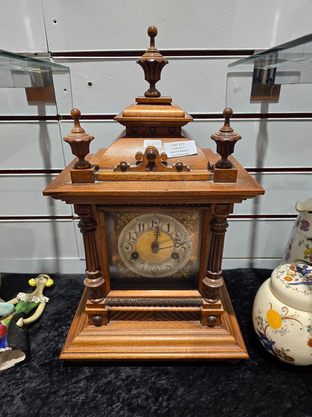 Lot 277: 1 X 8 DAY OAK BRASS FACE MANTLE...