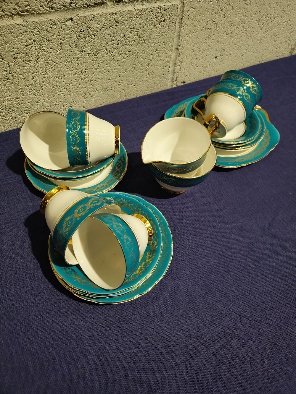Lot 245: royal windsor tea set blue and gold pattern