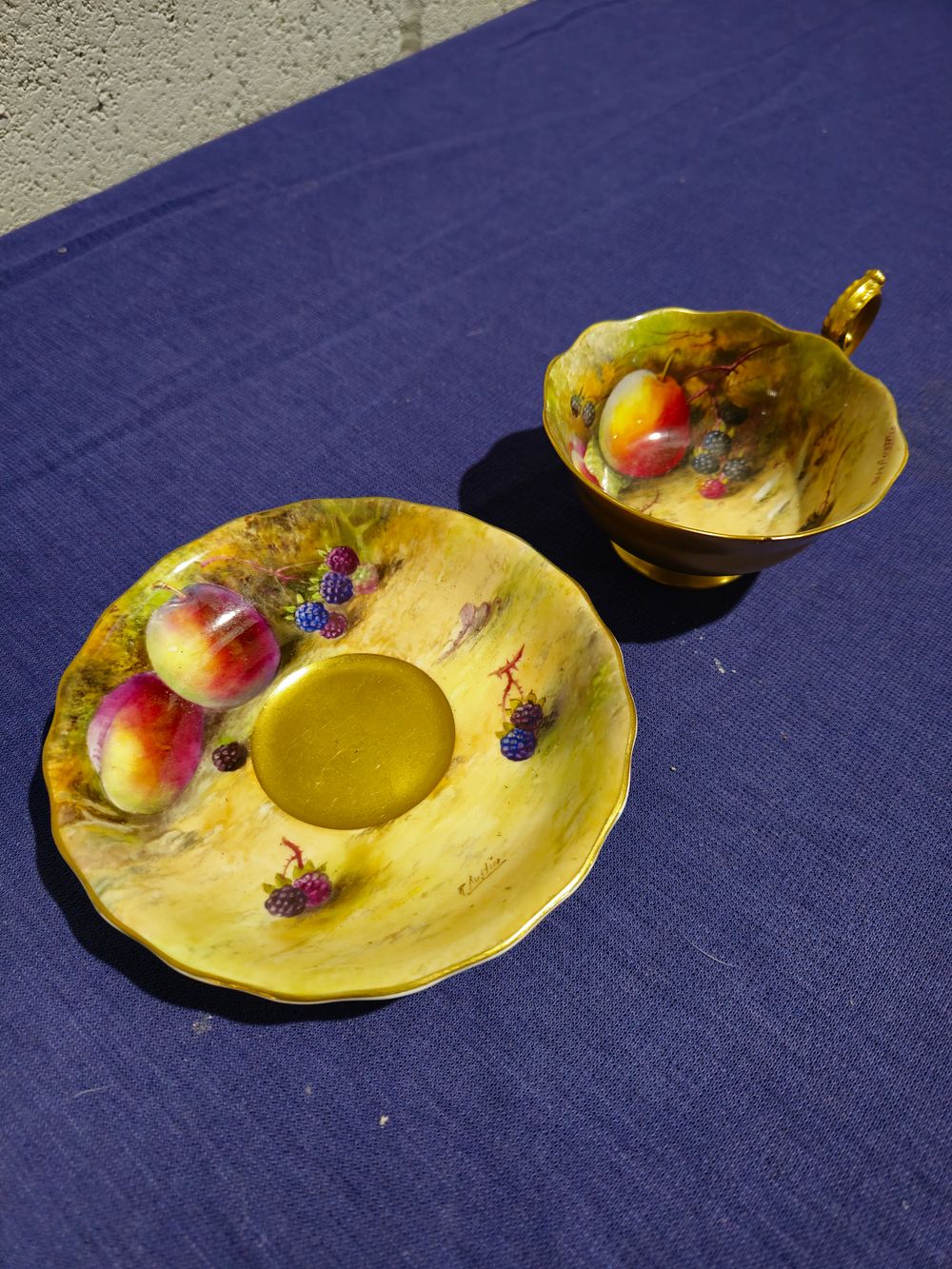 Lot 259: royal worster cup and saucer has a chip in cup