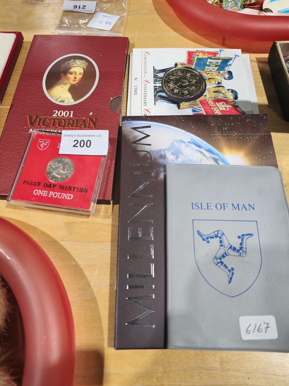 Lot 200: millenium £5 crown with victorian 2001 crown £10 royal mint stamp coin set etc