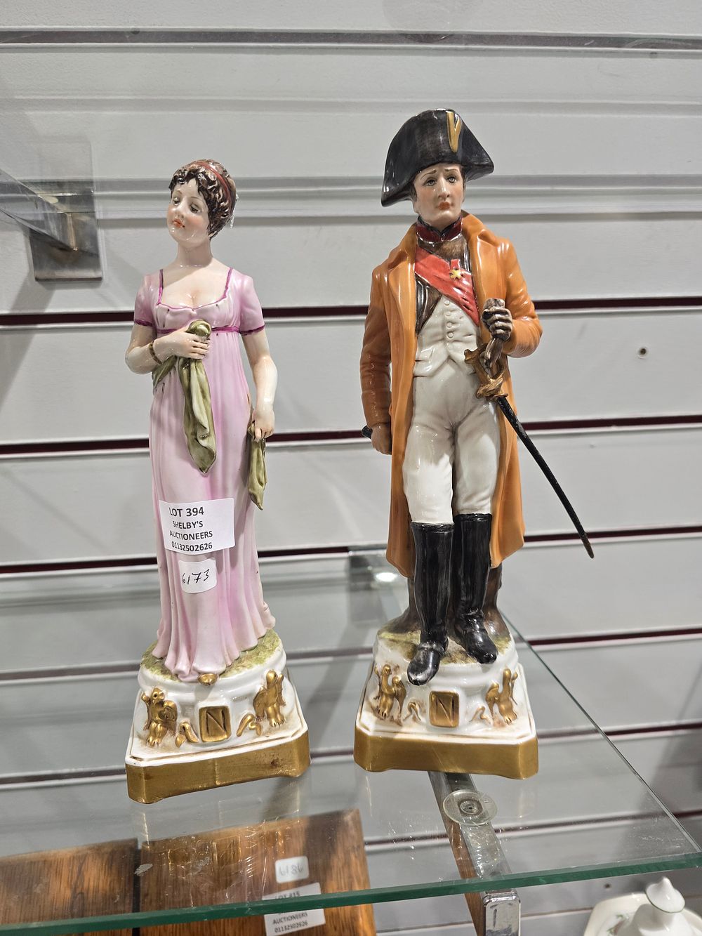 Lot 394: 2 m v larnagna pottery figurine napoleon and his wife