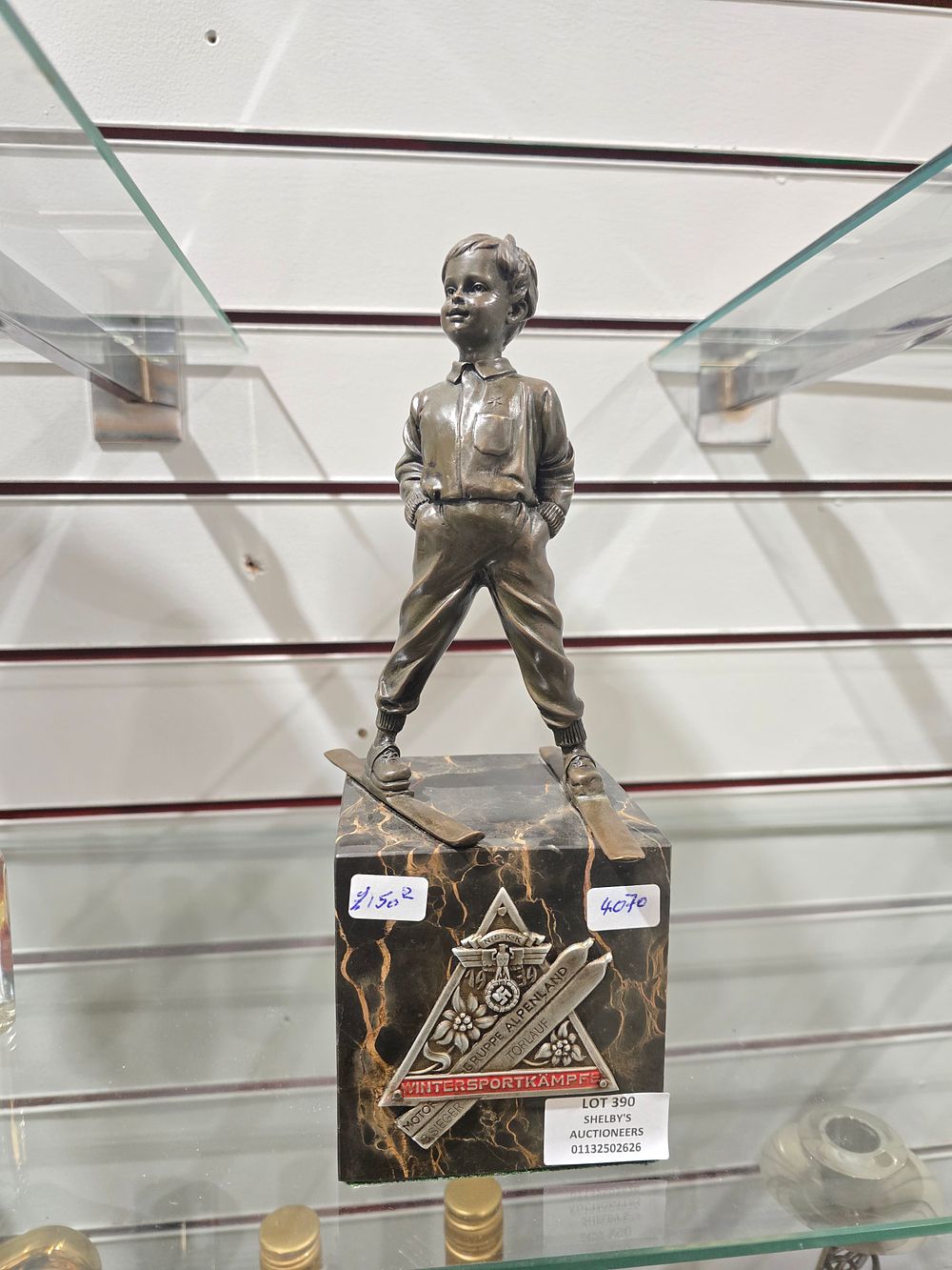 Lot 390: 1 x ferdinand preiss bronze of a german skier boy