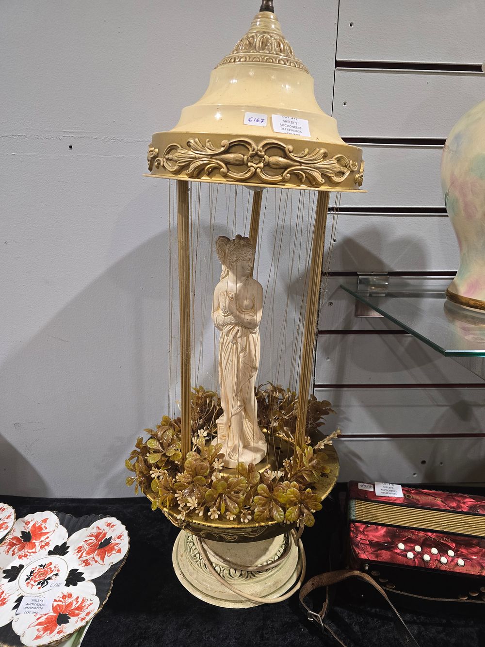Lot 377: 1 x greek lady figurine lamp