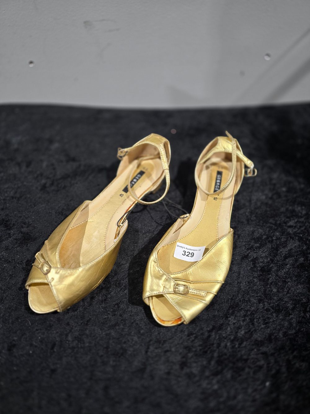 Lot 329: pair of asda new gold sandles size 40