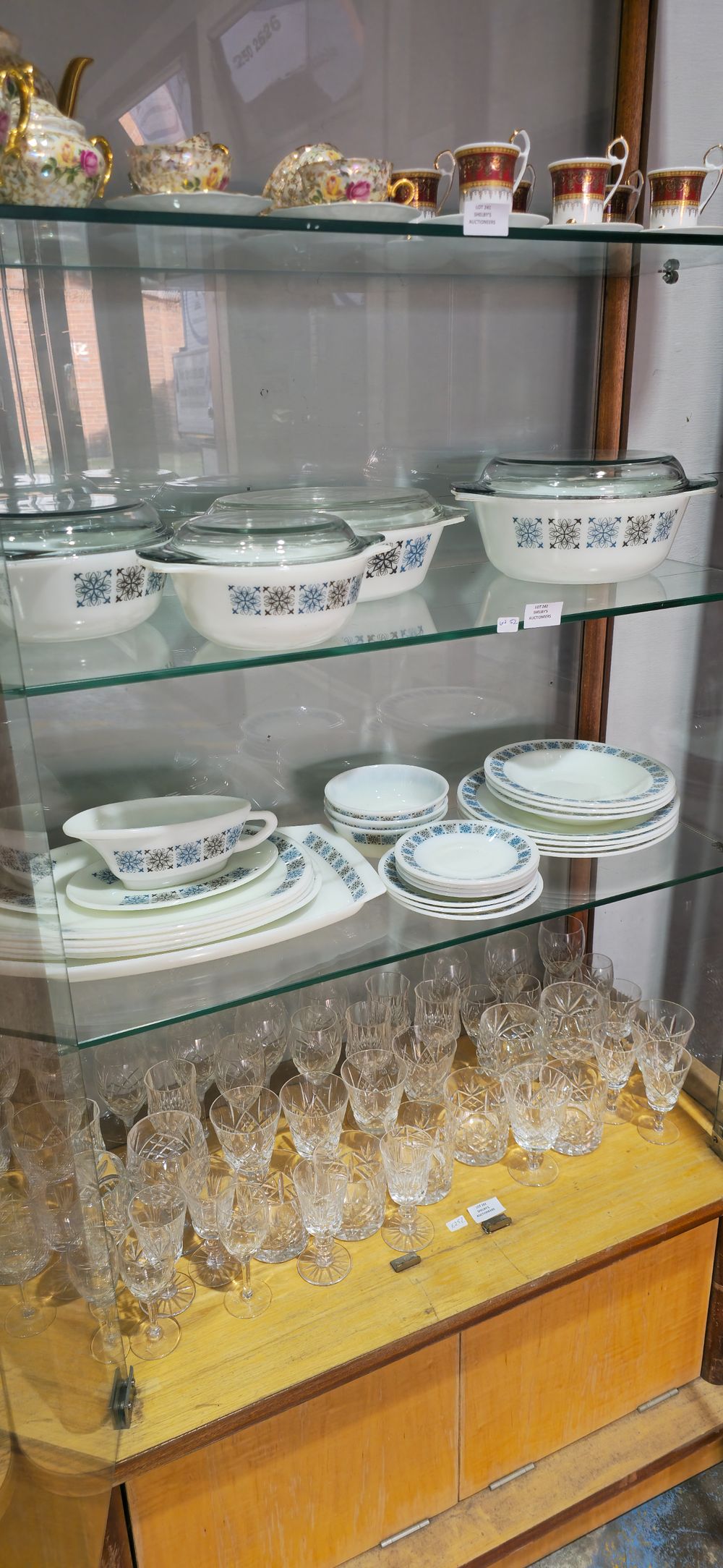 Lot 242: selection of laj 1960s glass dinner sevice set items