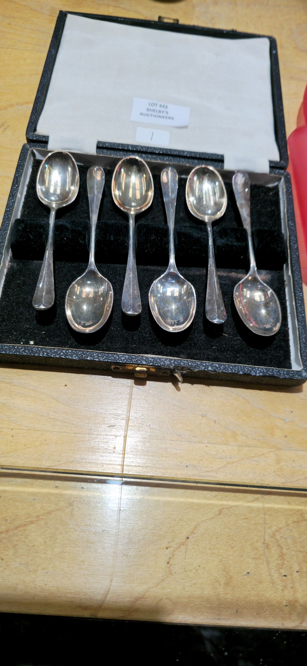 Lot 443: set of 6 silver coffee spoons HA  on date letter A