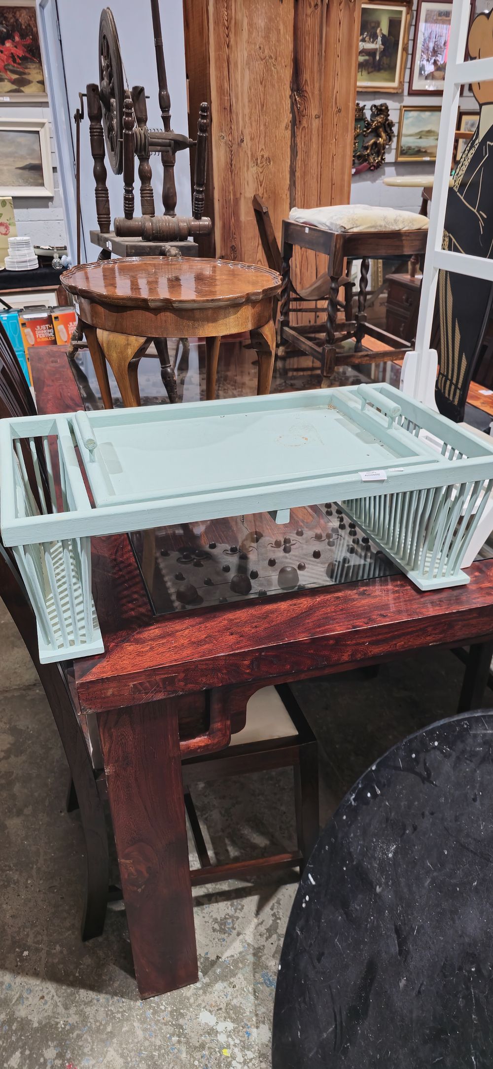 Lot 159: 1 x wooden bedside breakfast feeding tray