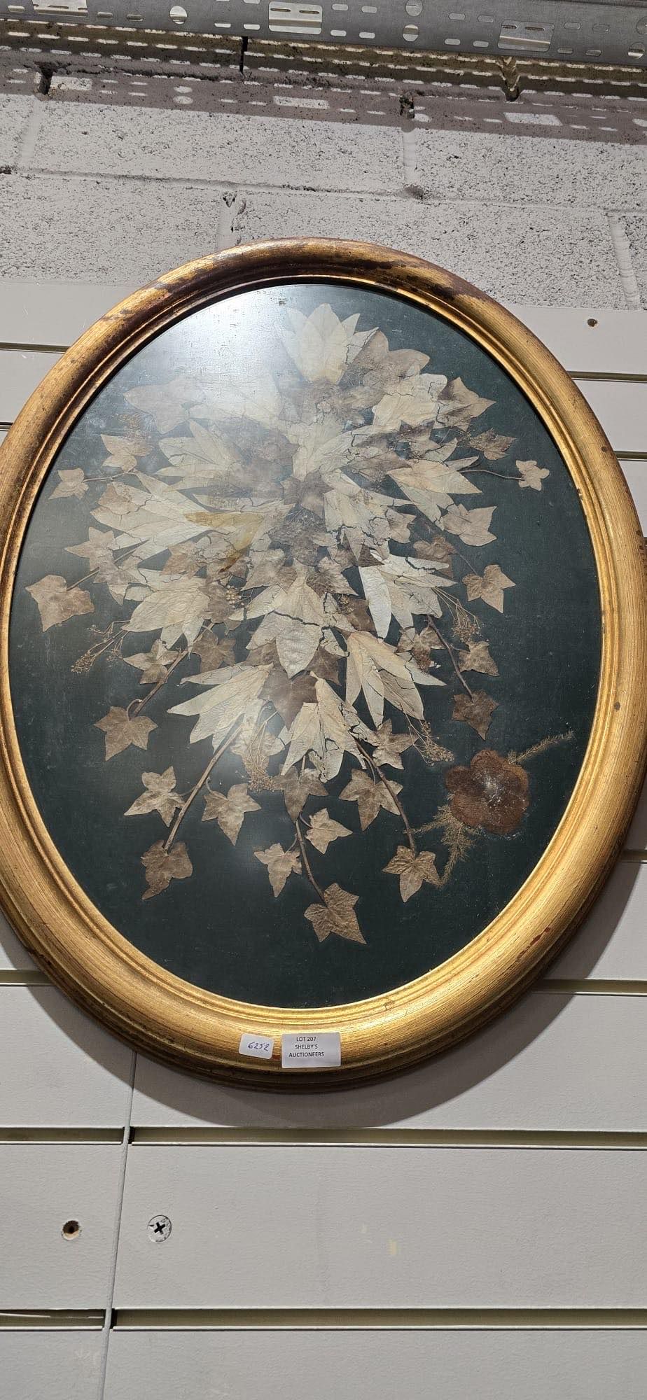 Lot 207: large gilt framed dried leaves