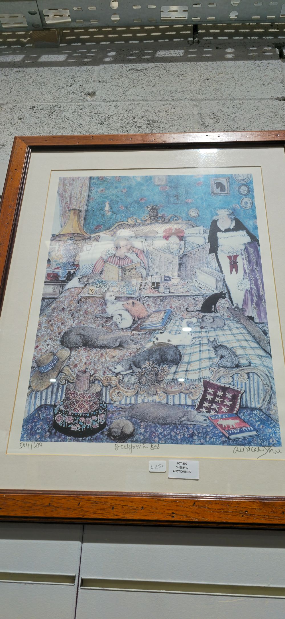 Lot 209: breakfast in bed print by sue mccartney snape 504/600