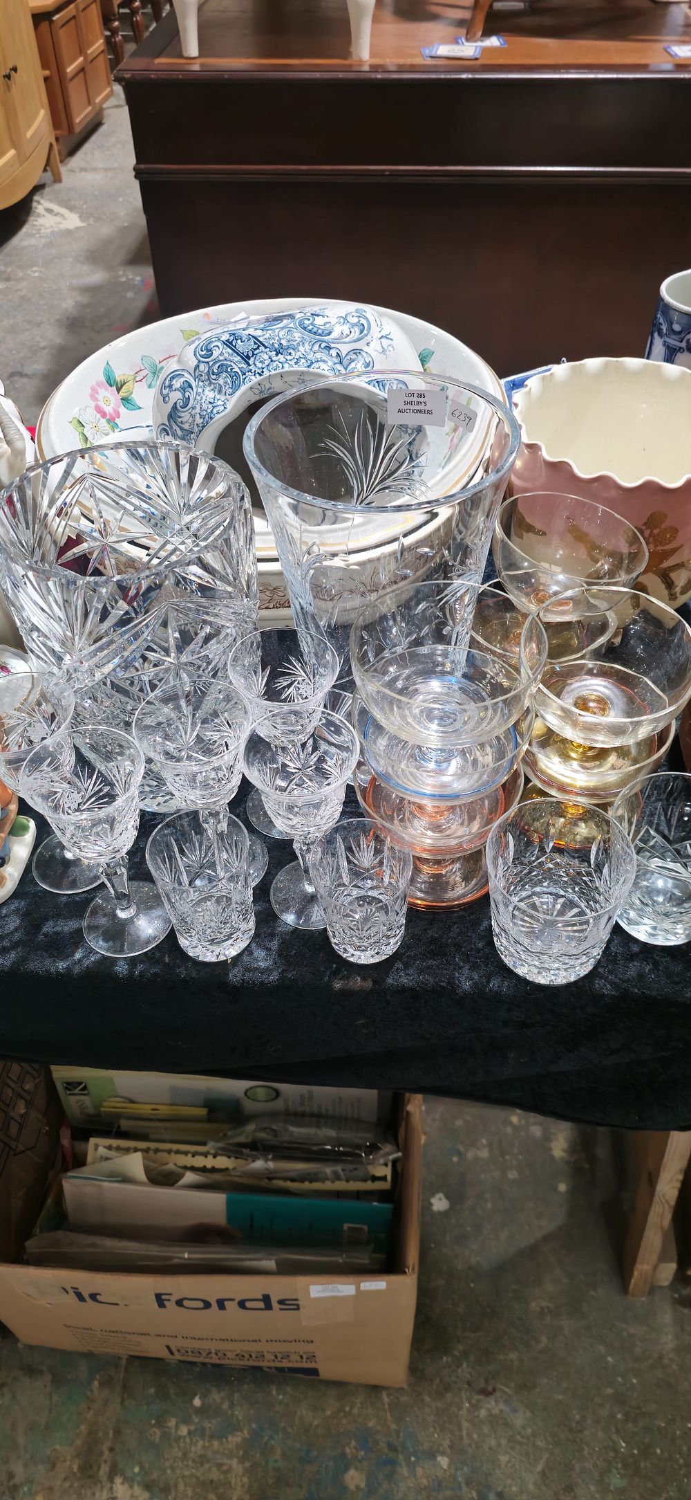 Lot 285: selection of various maker crystal ware items vases glasses etc