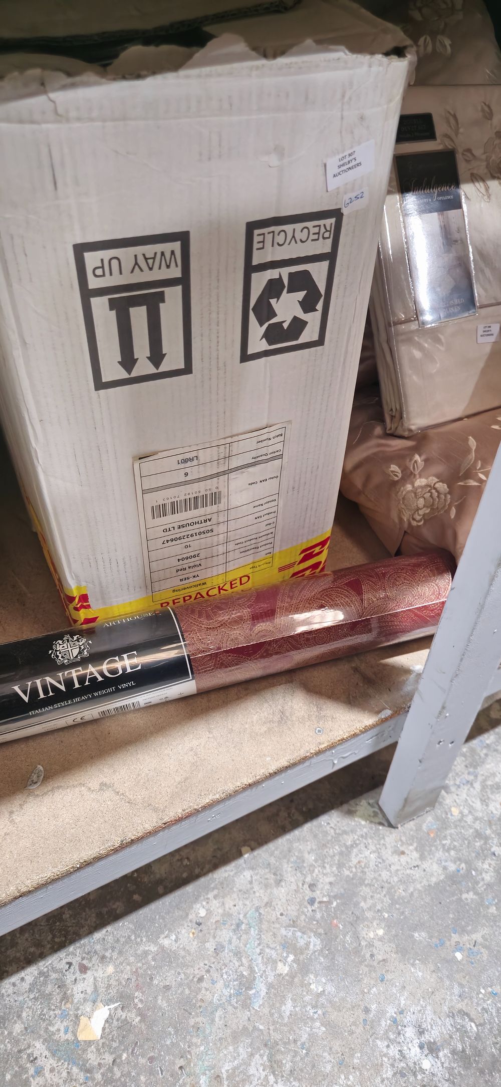 Lot 307: 12 rolls of arthouse vintage italian style wall paper viola red