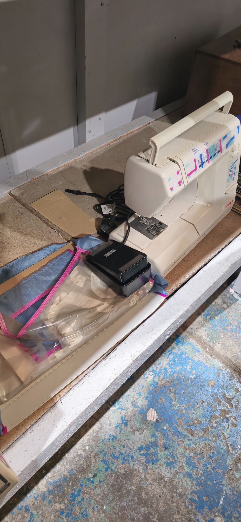 Lot 313: elna sewing machine with pedal etc