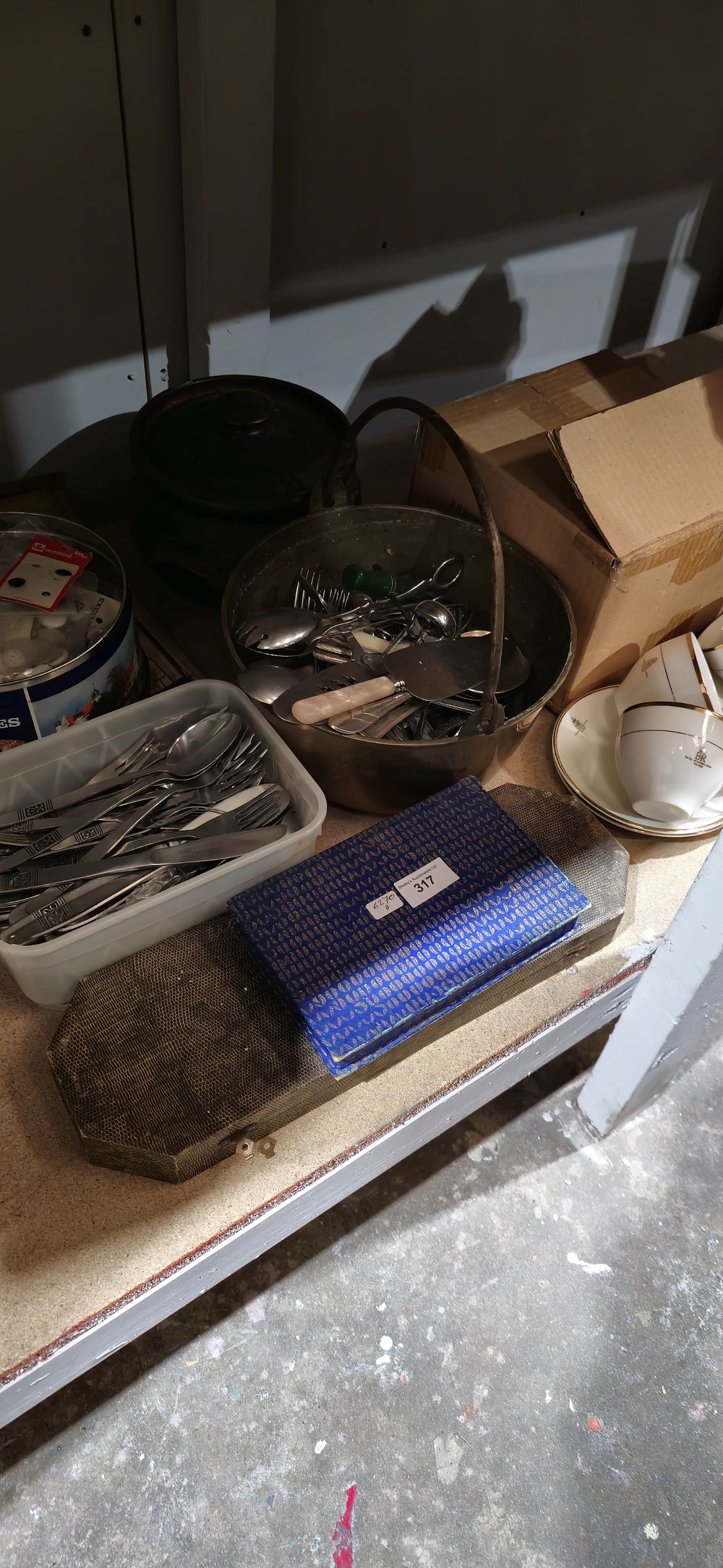 Lot 317: selection of cutlery ware with jam pan etc