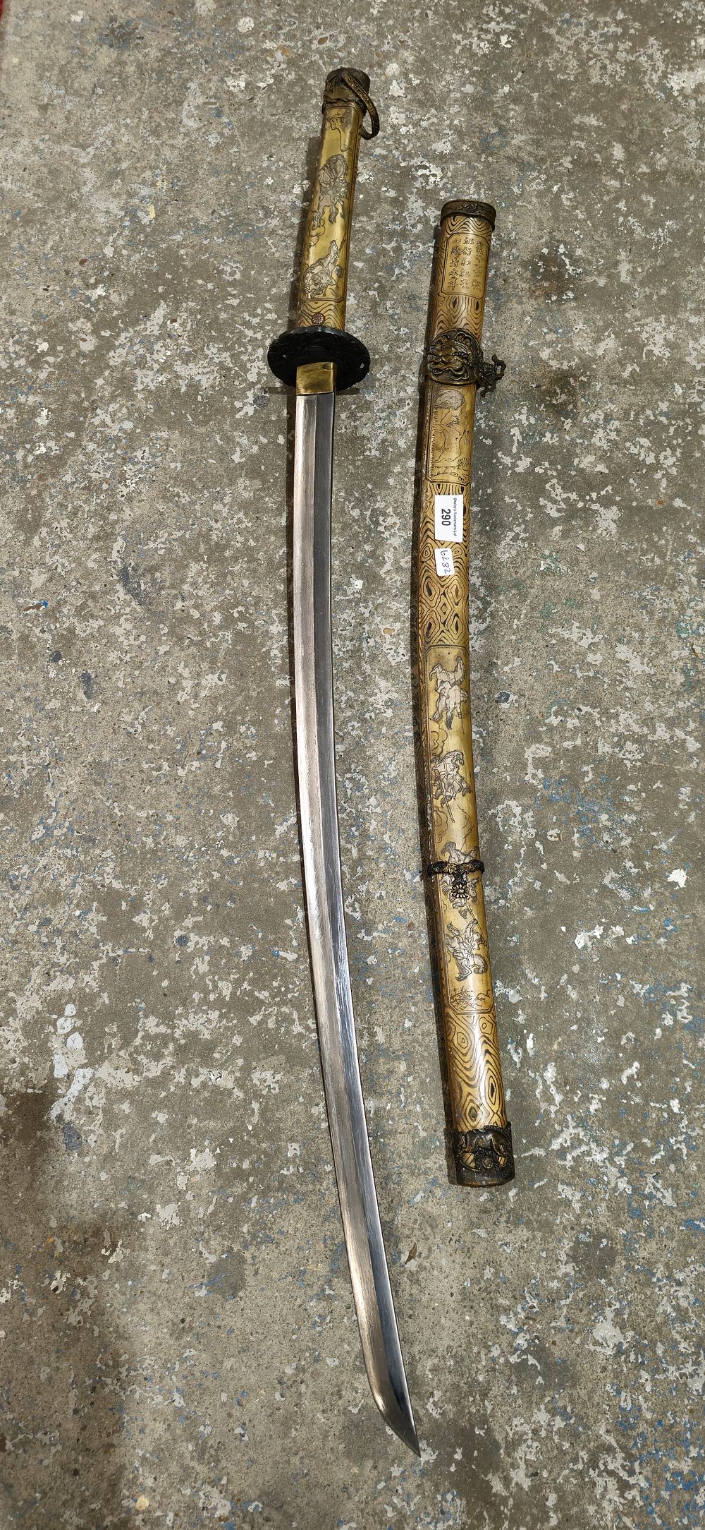 Lot 288: ornamental samurai sword in case