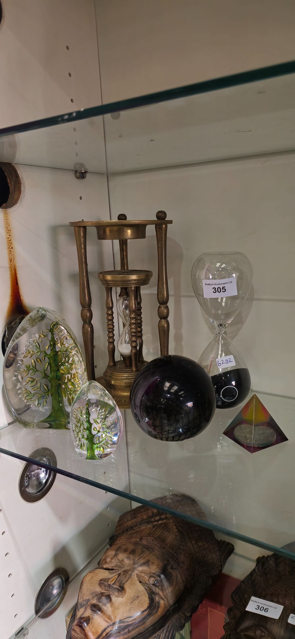 Lot 305: selection of glass ware items including mallras paper weights