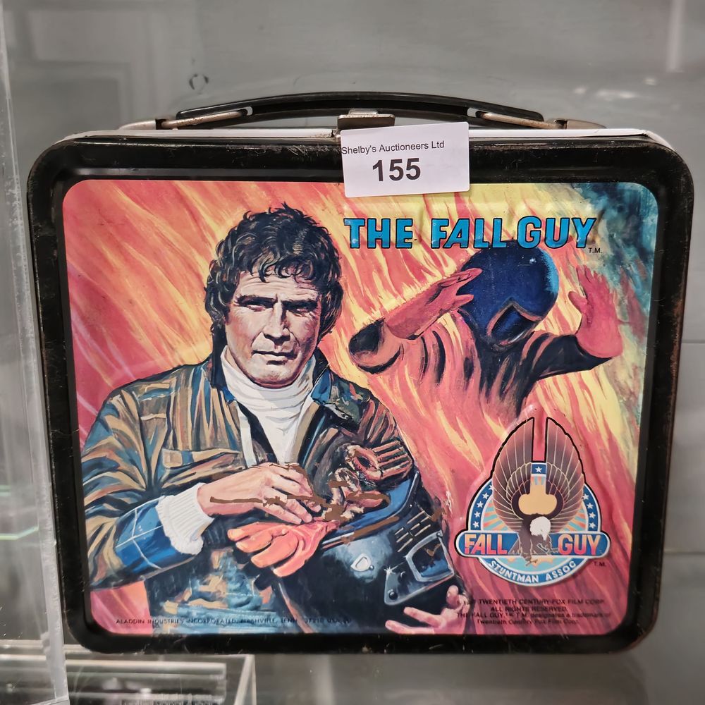 Lot 155: the fall guy vintage metal lunch box with flask