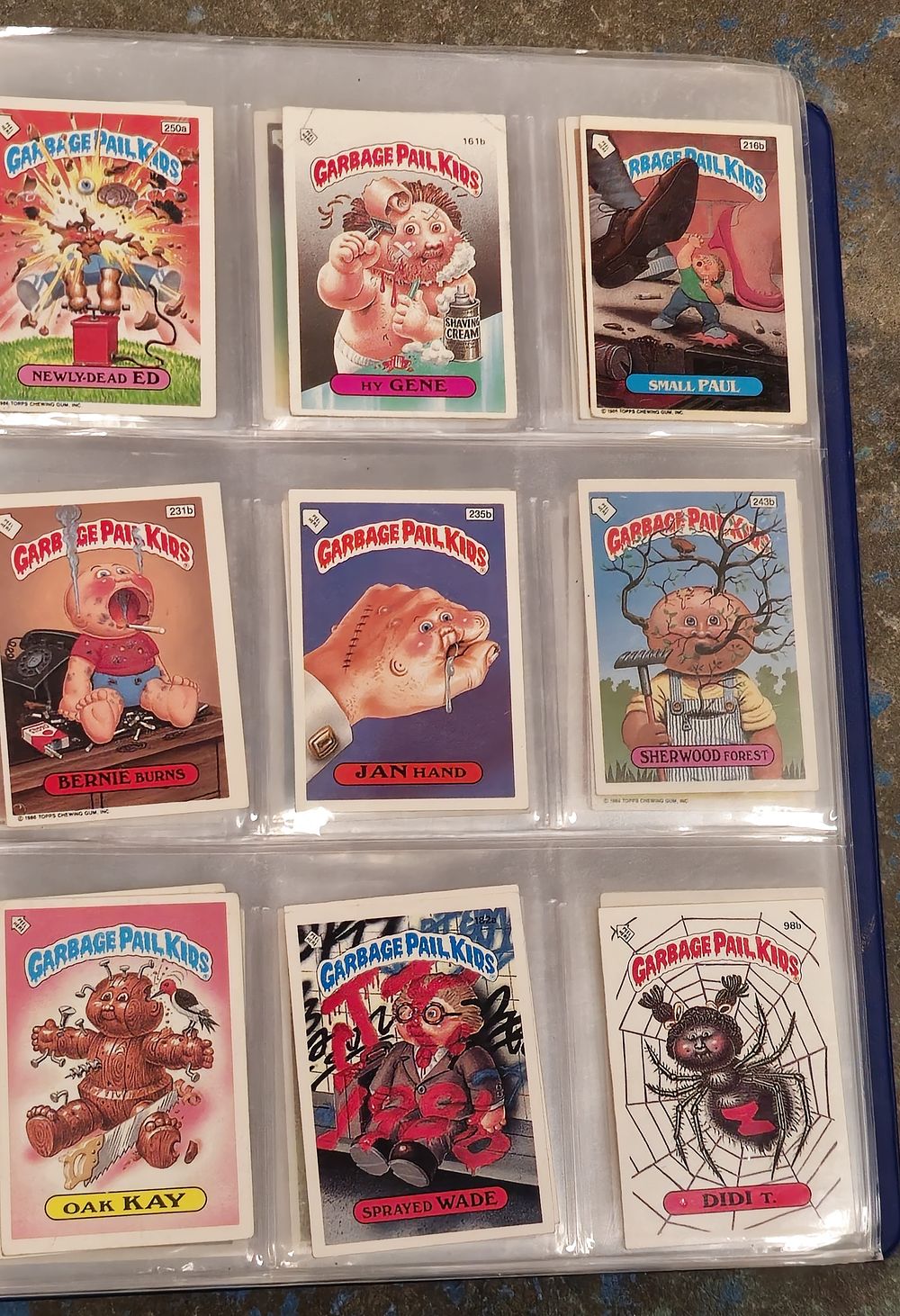 Lot 184: 1 albulm containing two vintage sets of garbage pail kids collectors cards 35 pages