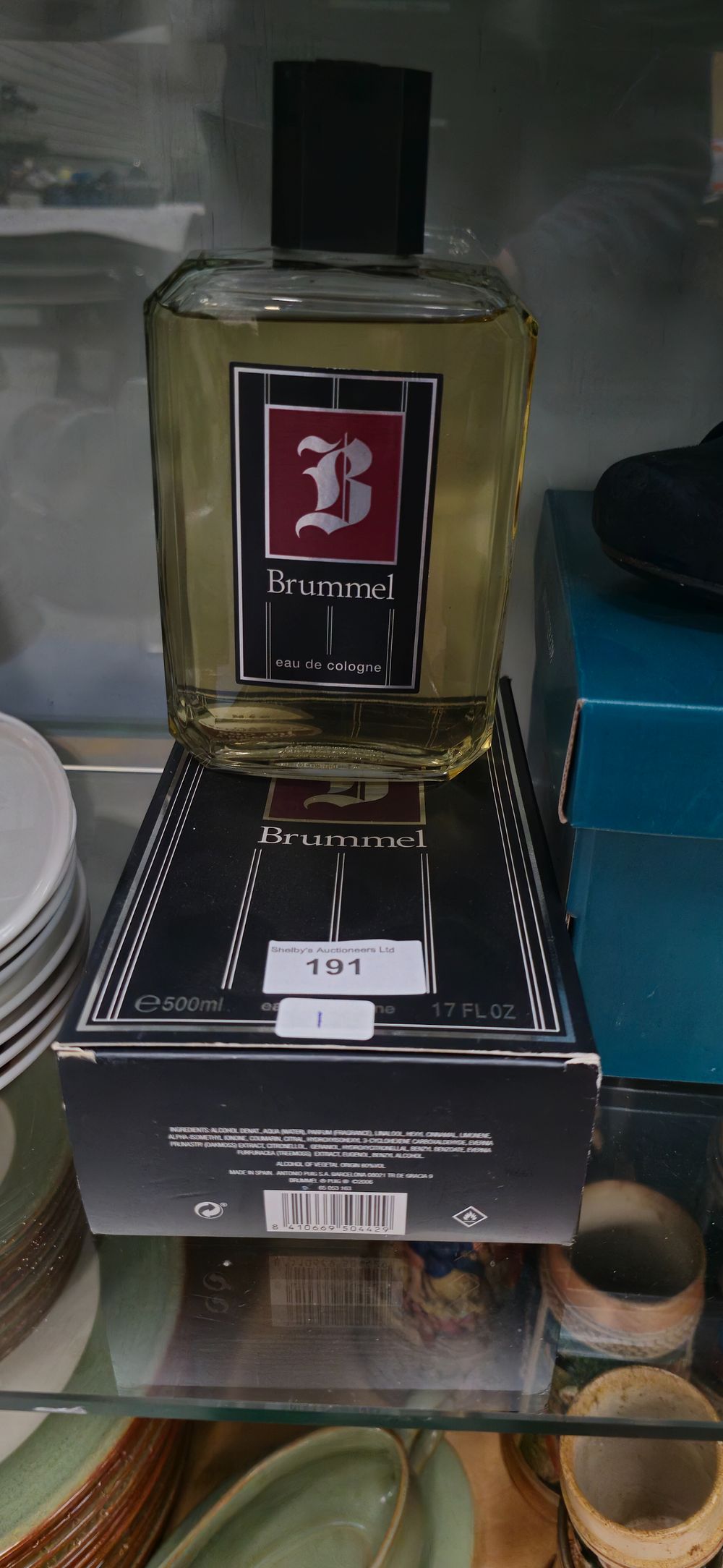 Lot 191: boxed brummel eau de cologn 500ml approx 3/4 of a bottle