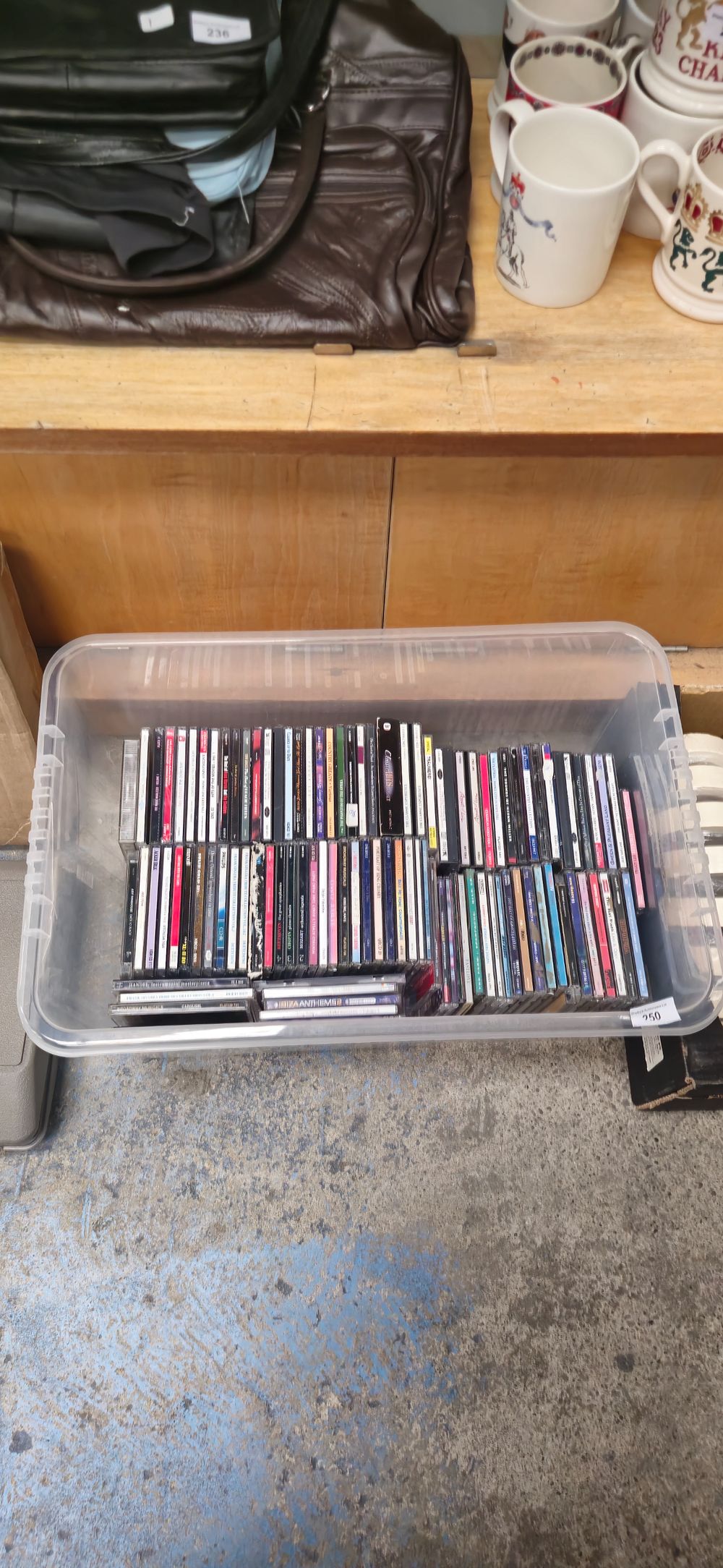 Lot 250: box containing 50 arious music cds