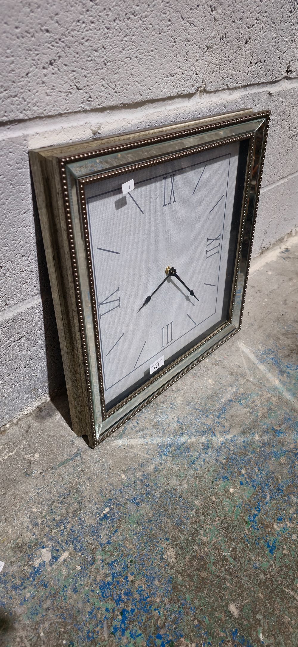 Lot 467: 1 large grey square wall clock