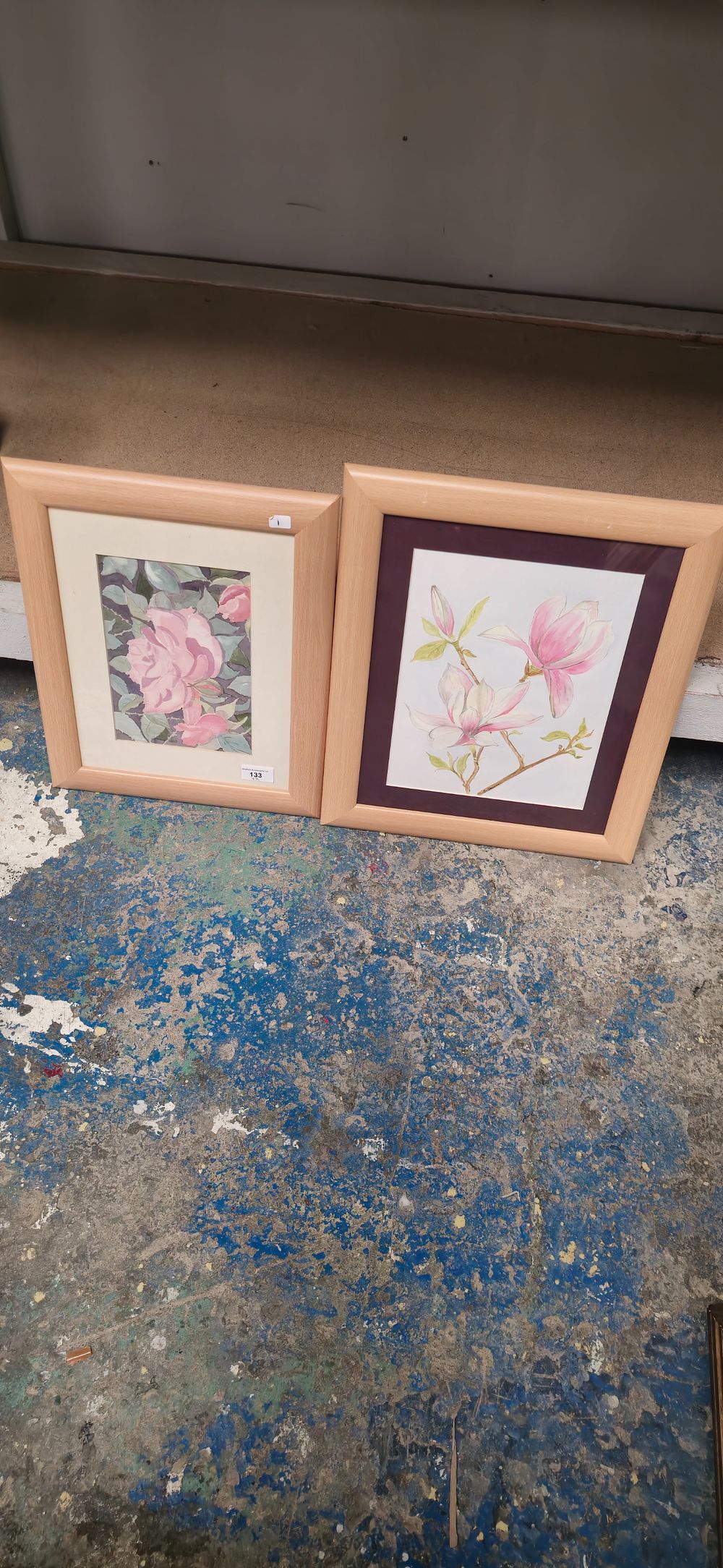 Lot 233: 2 x iris flavell floral water colours