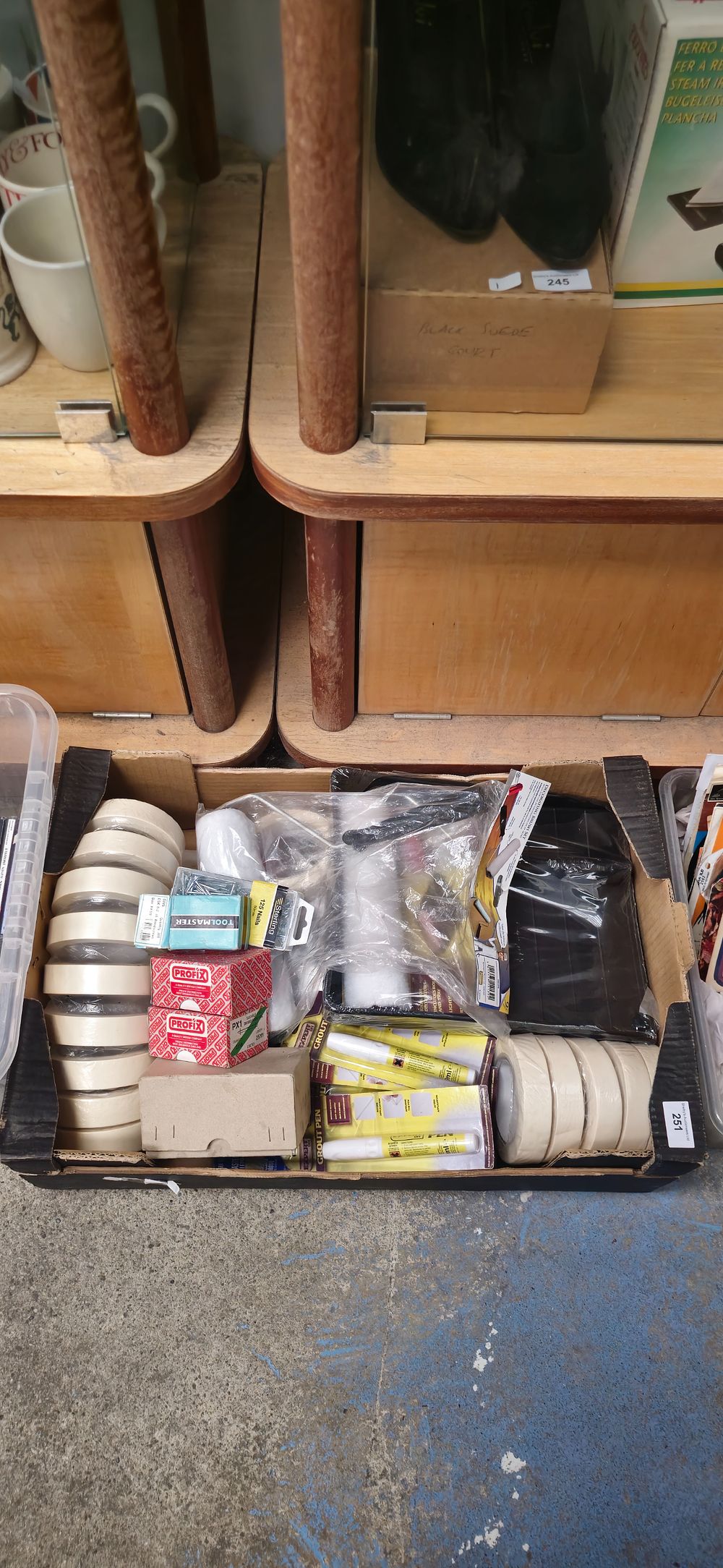 Lot 217: box containing various diy items many lots are new in the box