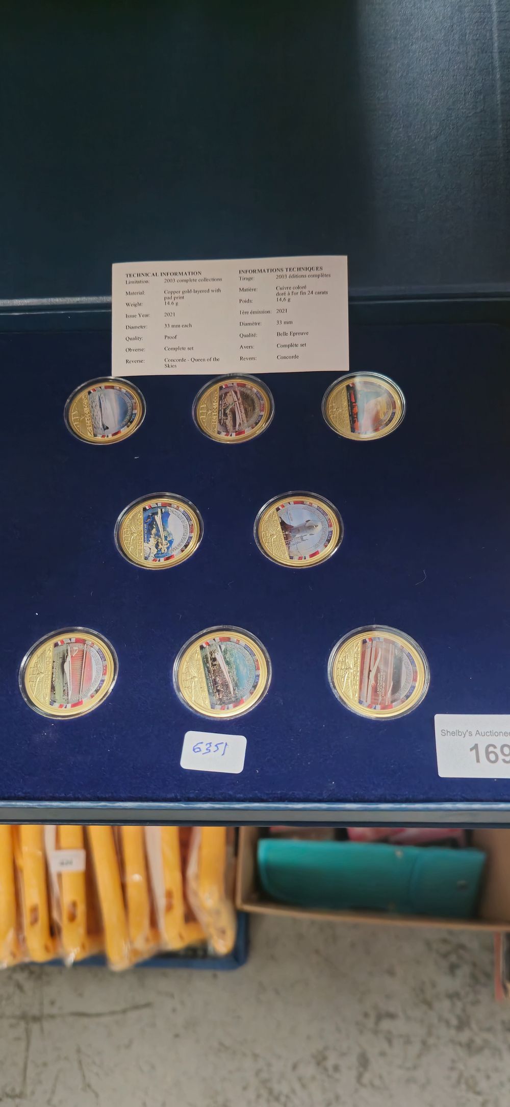Lot 158: windsor mint 2021 concorde queen of the skys gold layered copper coin set 8 coins