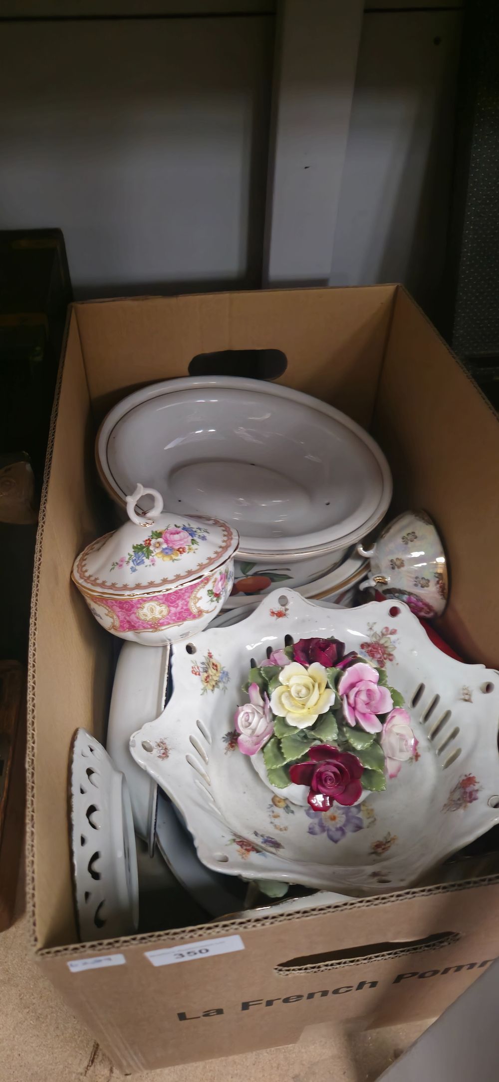 Lot 240: box containing various pottery items royal albert dish etc