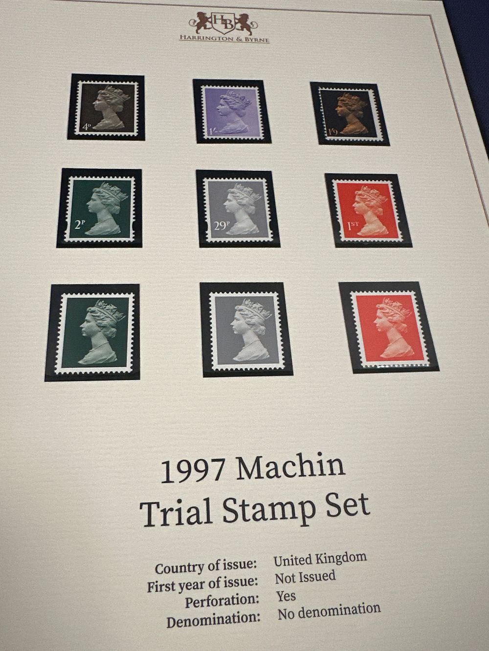 Lot 178: 1997 machin trial stamp set