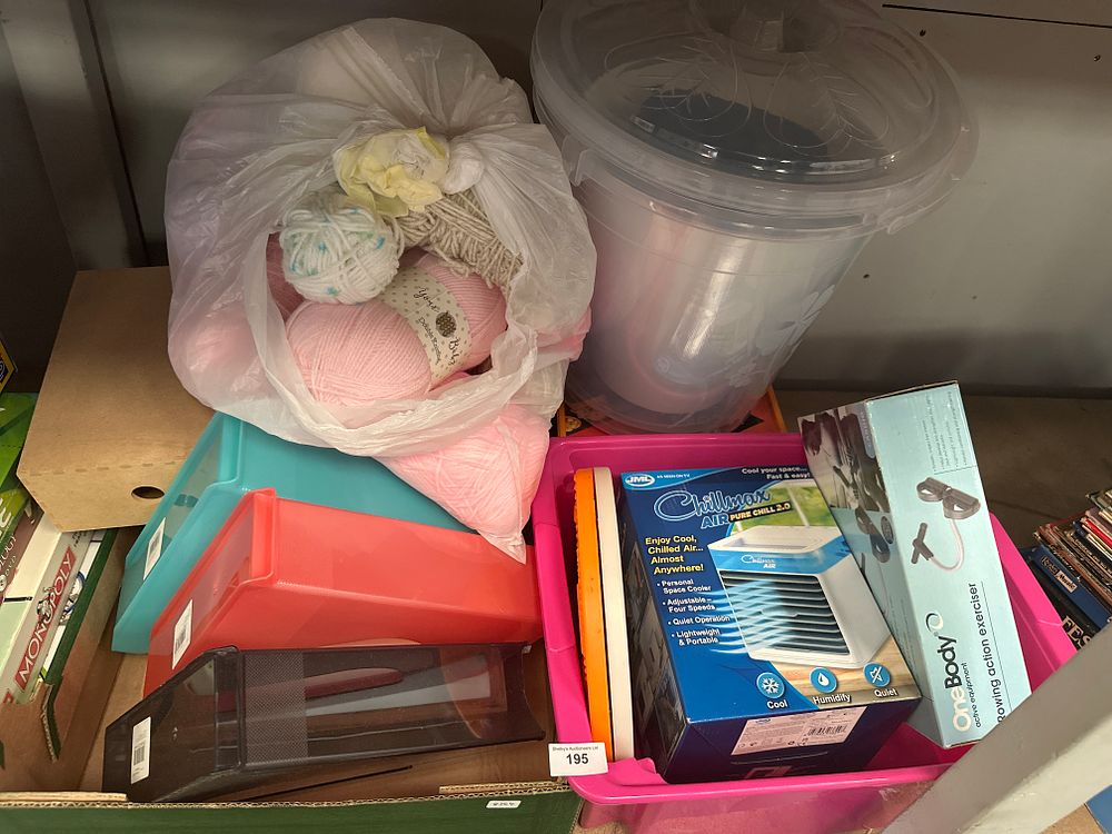 Lot 195: Selection of wool with buckets desk gifts etc