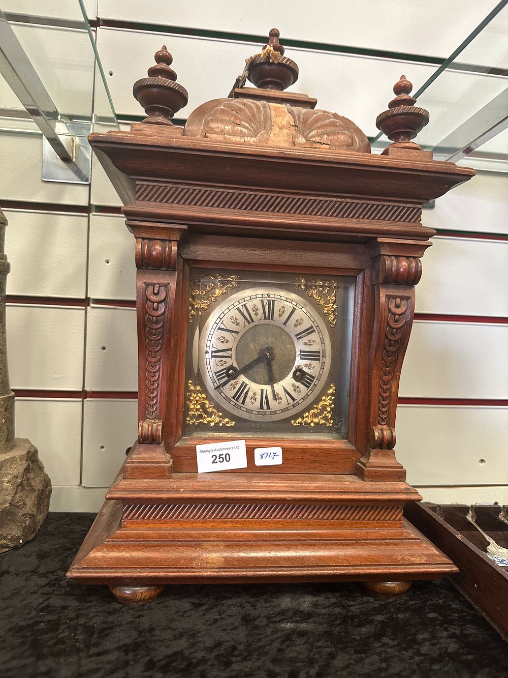 Lot 250: Victorian 8 day bracket clock brass face